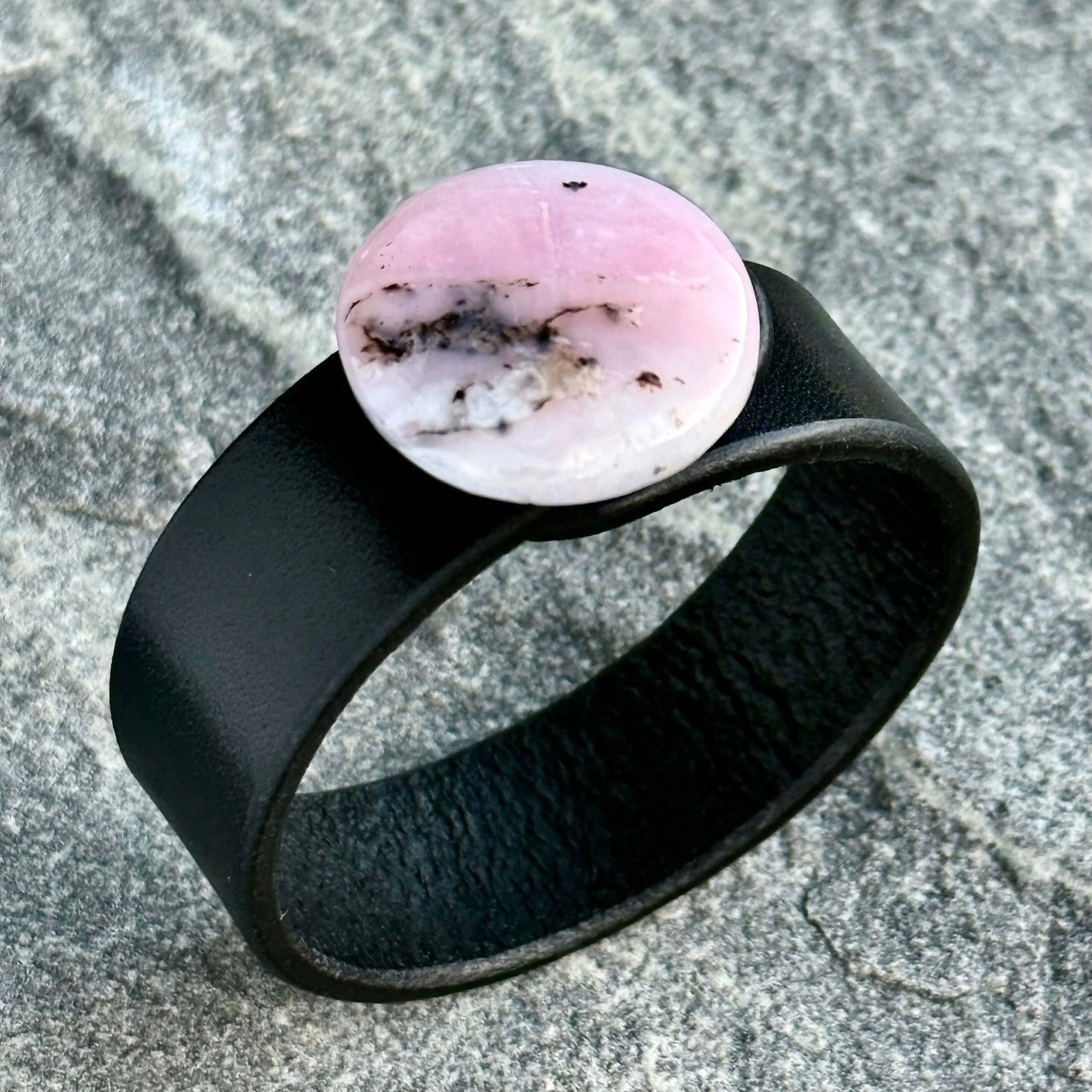 Natural-pink-opal-black-leather-bracelet-made-in-Bristol.jpeg