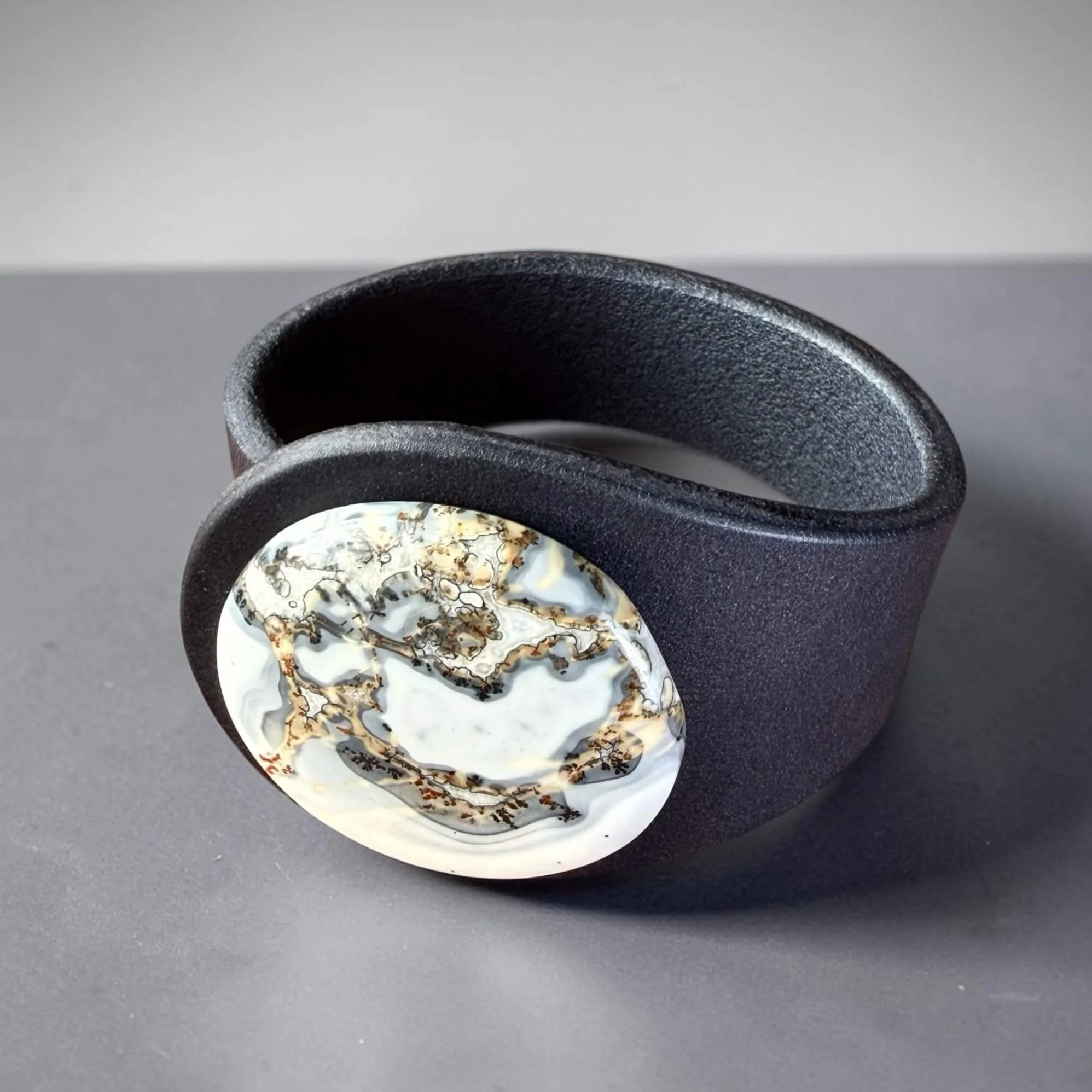 Natural Maligano Jasper Leather Bracelet