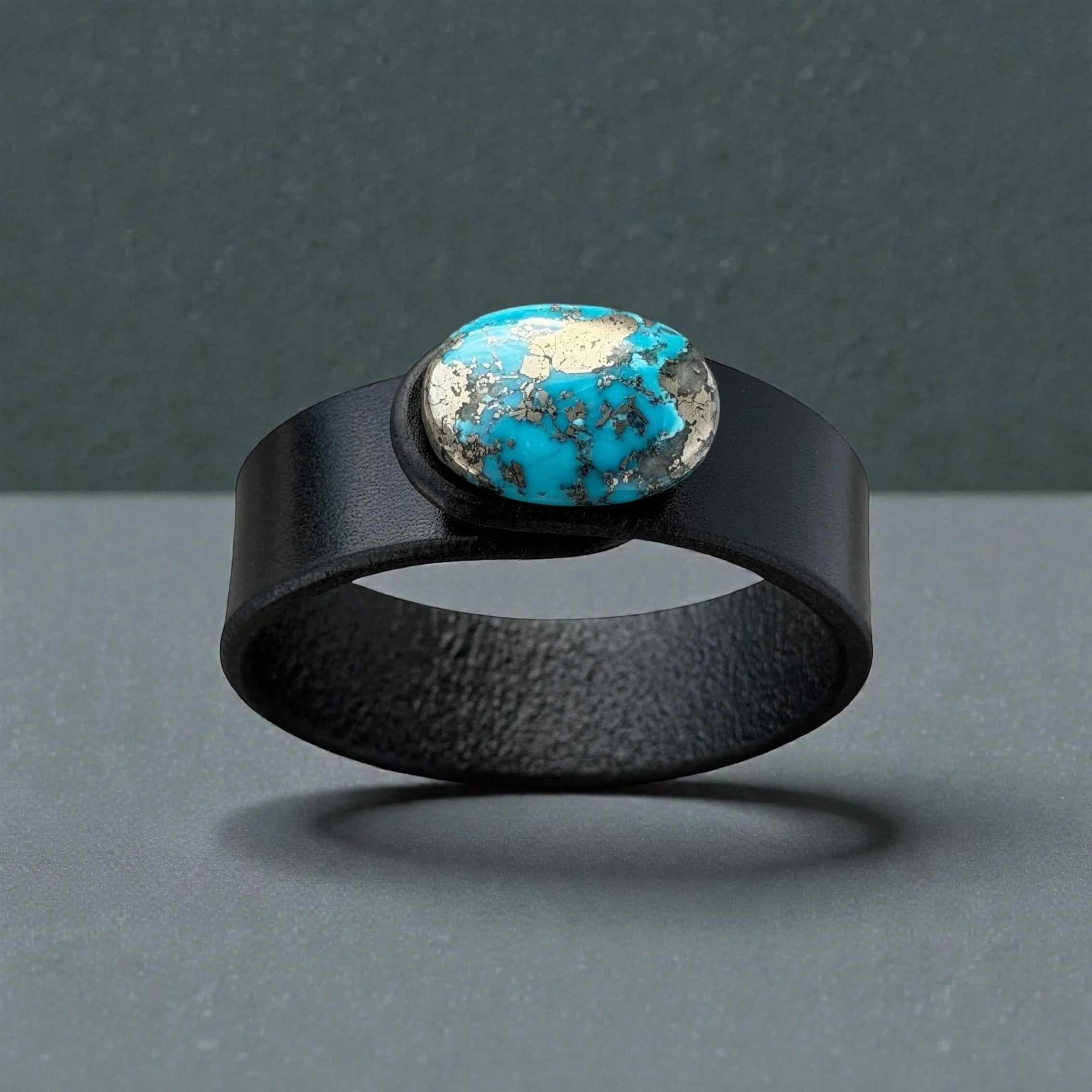 Natural-Persian-Turquoise-Black-leather-bracelet-made-in-Bristol.JPG
