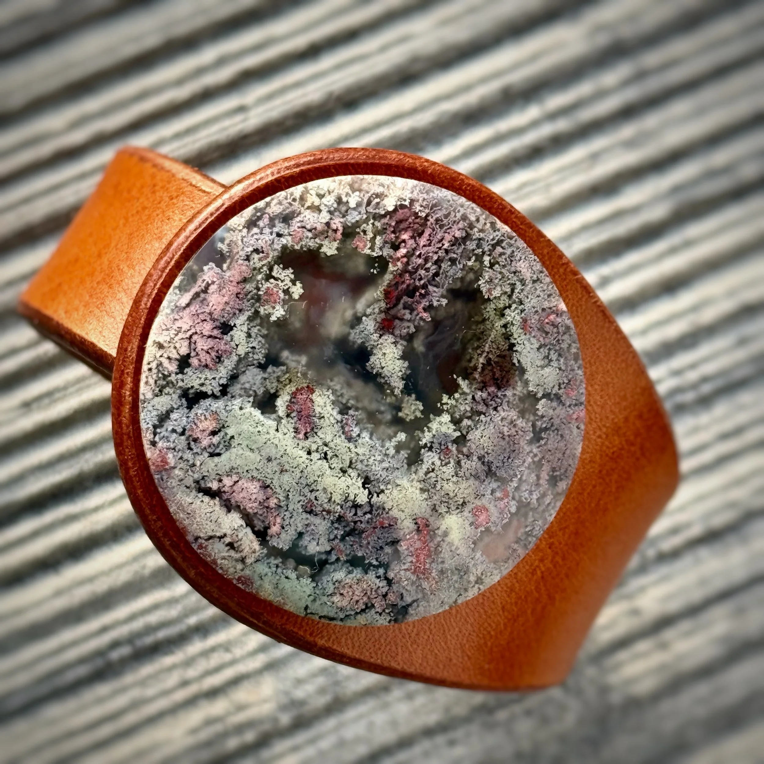 Scenic Moss Agate Leather Bracelet top view.JPG