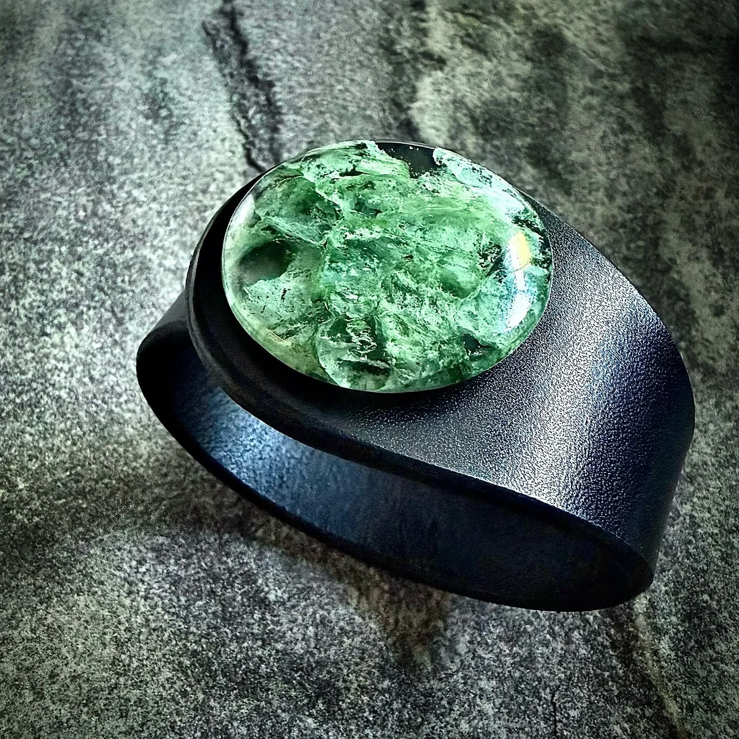 The Nurturer - our Moss Agate Collection. Growth, Abundance and Grounding. Deep connection to nature and steady support. 
.
.
.
.
.
.
.
.
.
.
#leatherjewellery #handmadecuff #armband #uniquebracelet #shophandmade #oneofakindjewellery #cuffs #leatherc