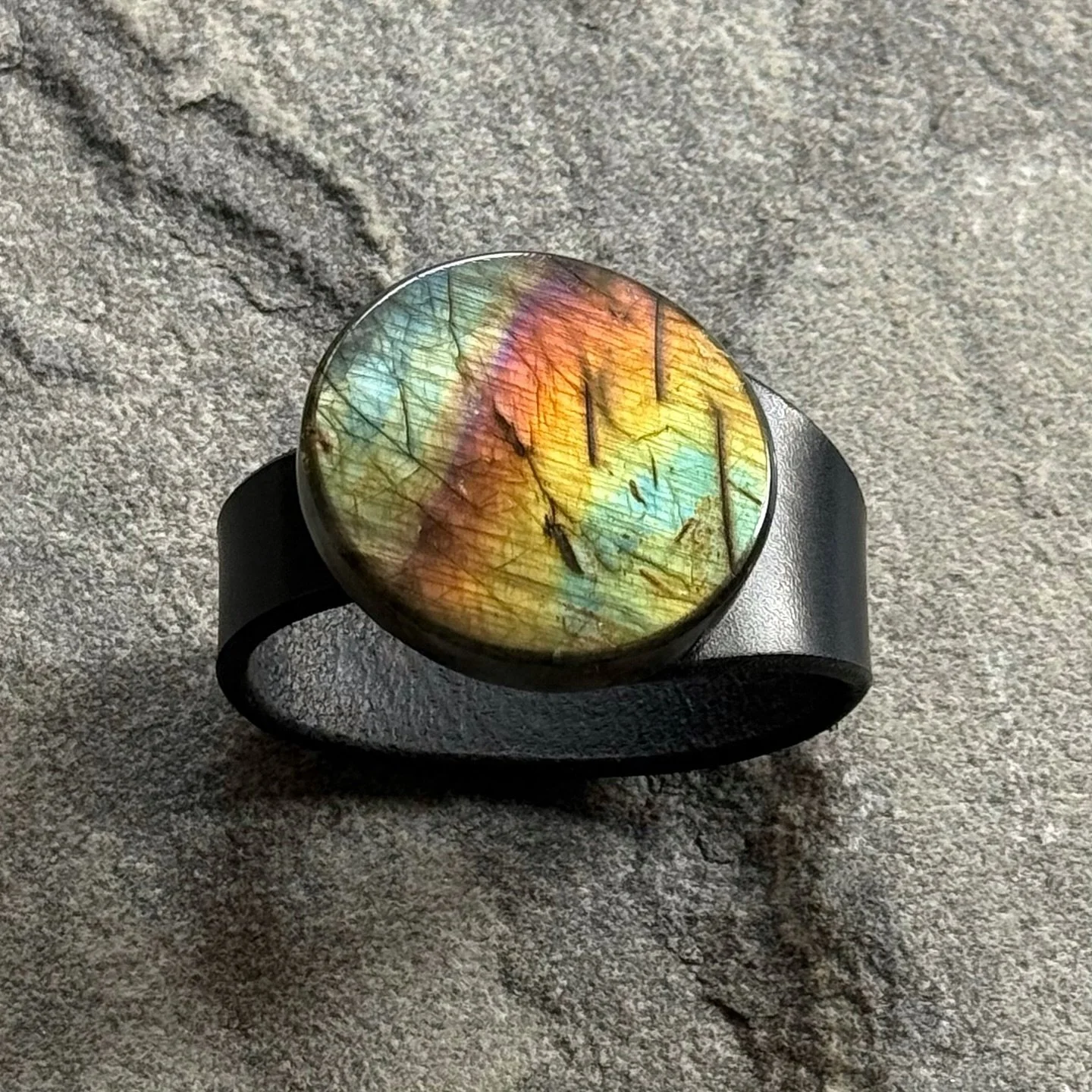 The Mystic - our Labradorite Collection.
Transformation, Intuition and Protection. Awakens inner magic and shields from negativity. 
.
.
.
.
.
.
.
.
.
.
.
.
.
.

#uniquebracelet #oneofakindjewellery  #summermood #shoplocal #leatherjewellery #supports