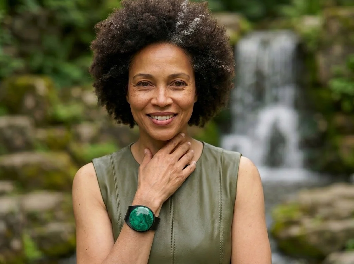 Natural Malachite Leather Bracelet