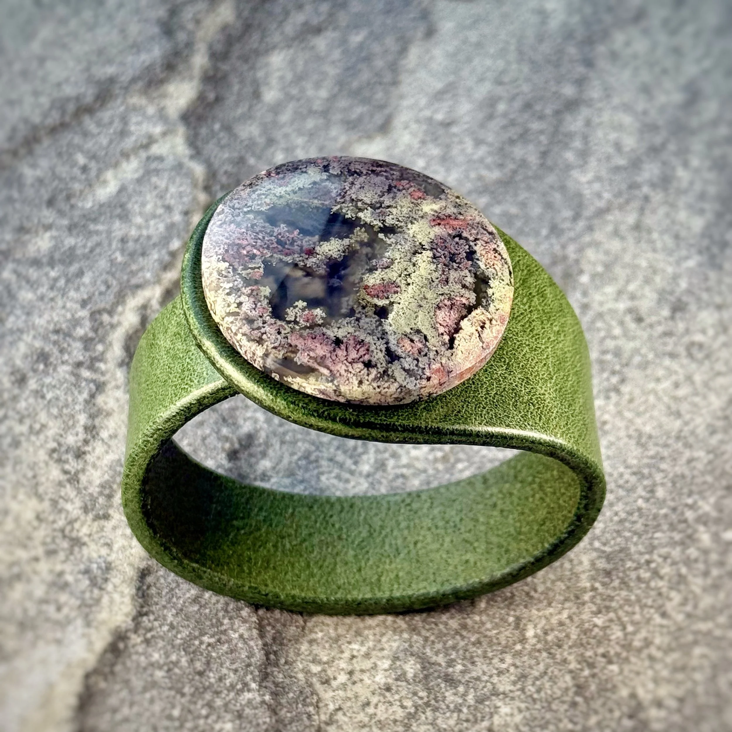 Scenic Moss Agate Leather Bracelet front.jpg
