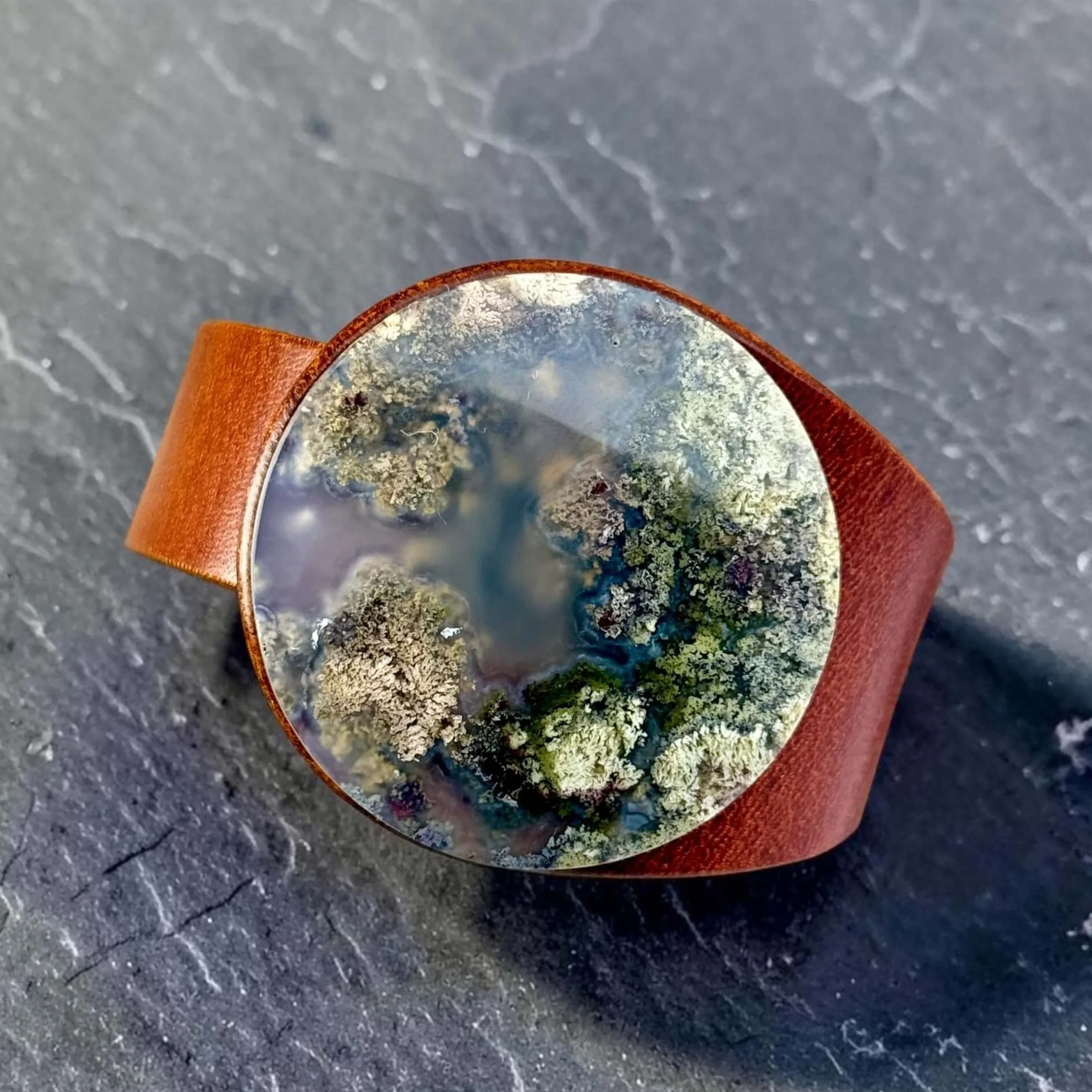 scenic-moss-agate-brown-leather-bracelet-from-above-by-freak-like-me.png