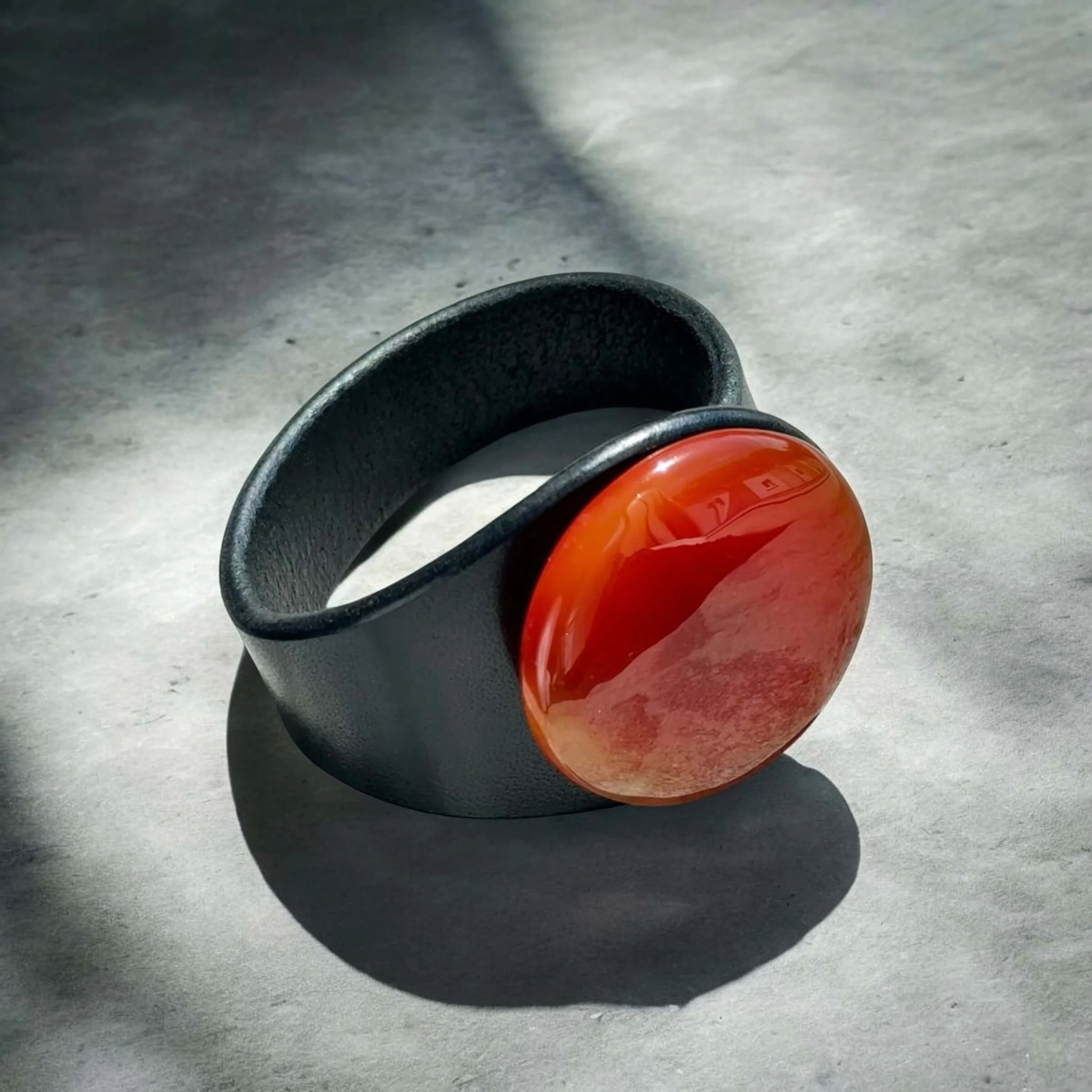 Natural-orange-carnelian-and-leather-bracelet-made-by-freak-like-me.JPG