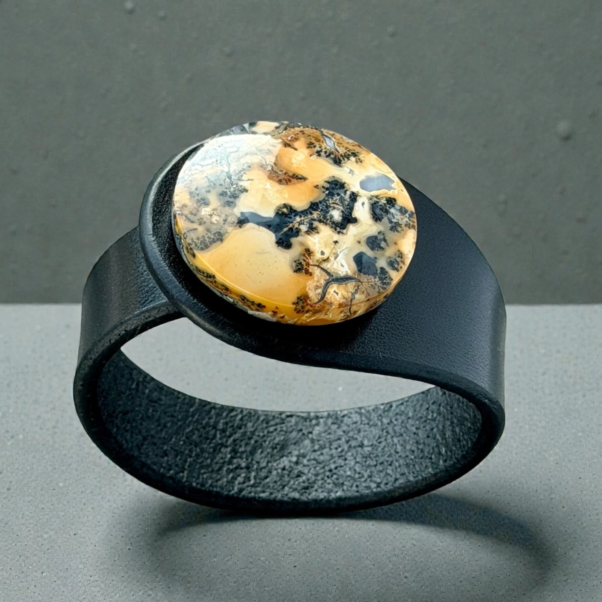 Natural Maligano Jasper Leather Bracelet