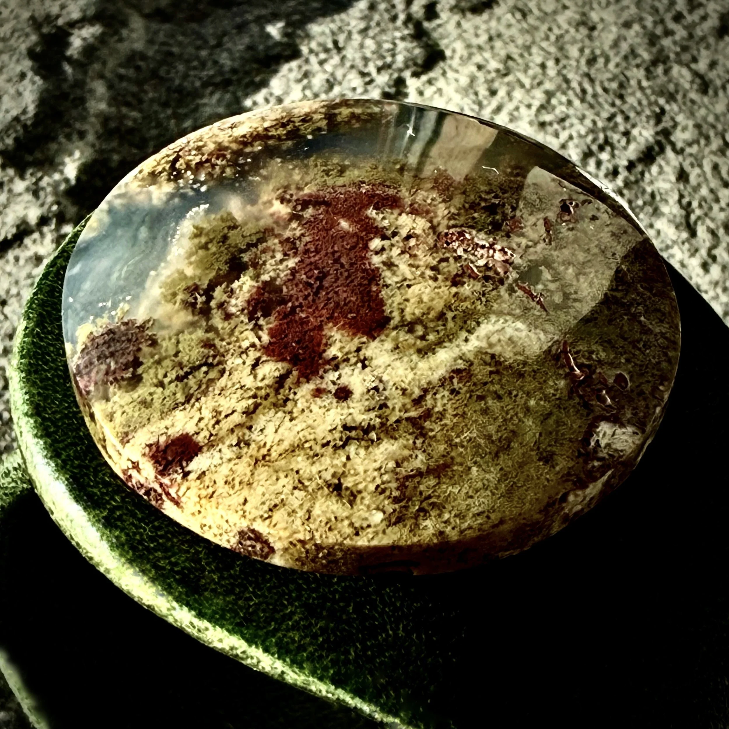 Natural Scenic Moss Agate Gemstone & Leather Bracelet