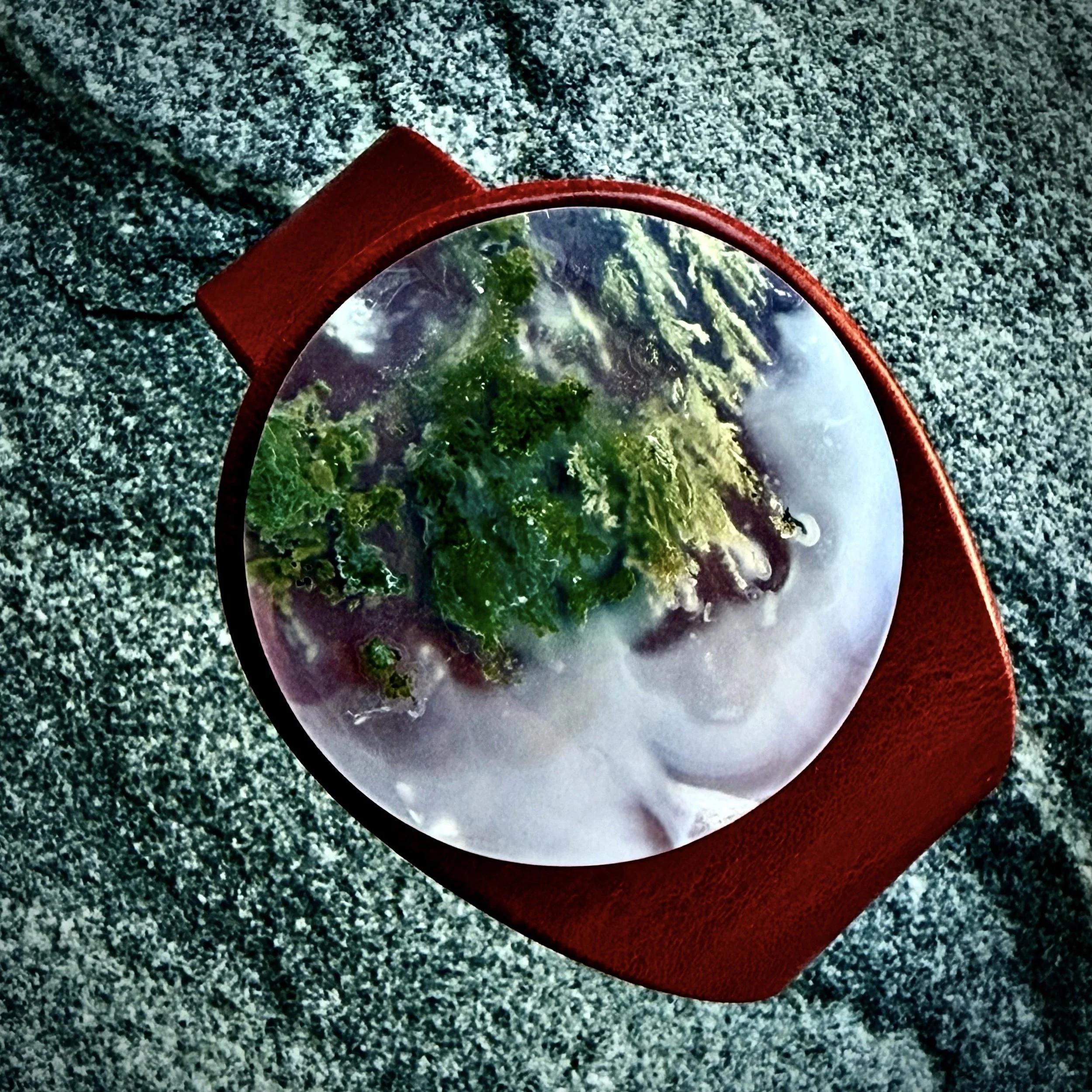 Natural Moss Agate Gemstone & Leather Bracelet