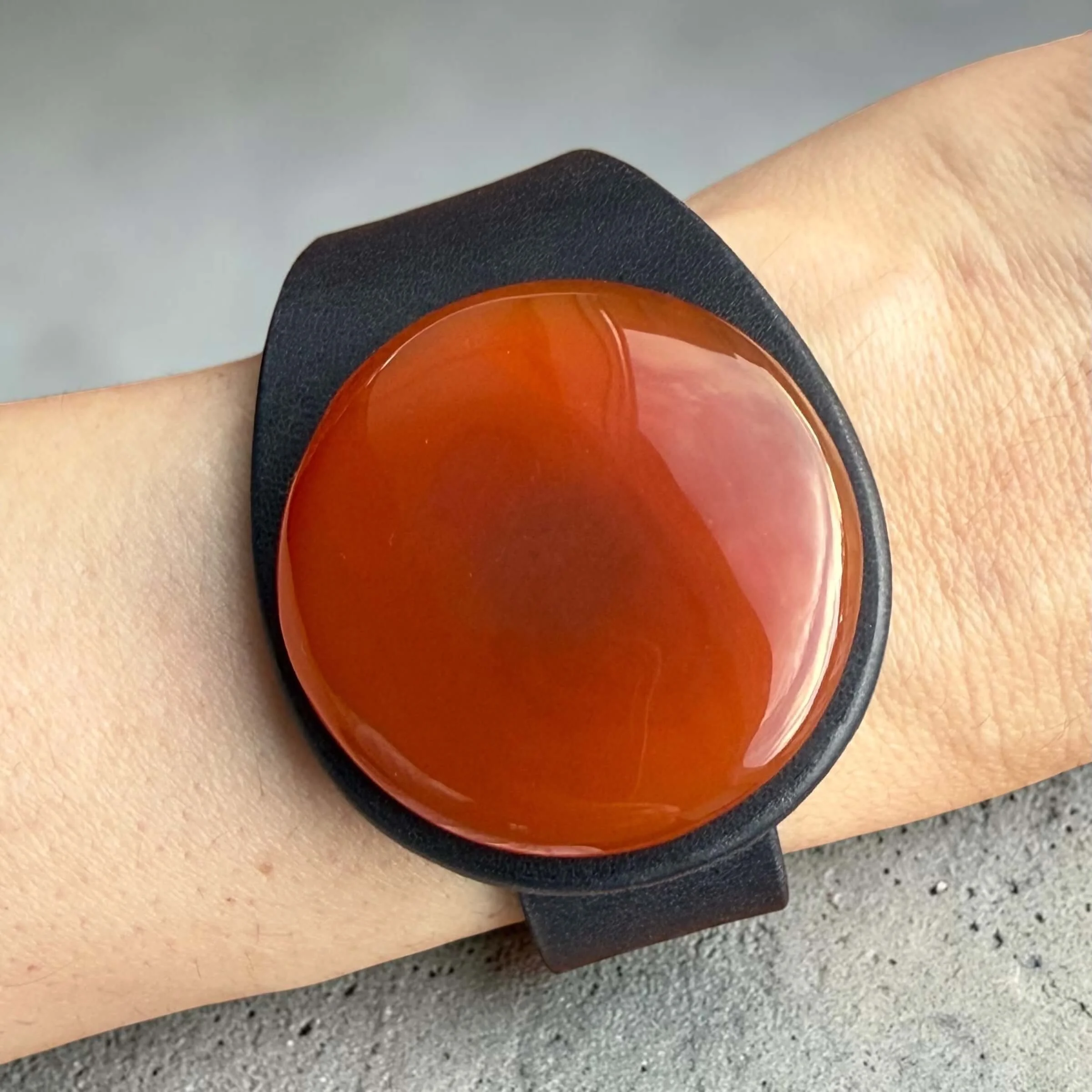 natural-carnelian-blue-leather-bracelet-on-wrist.JPG