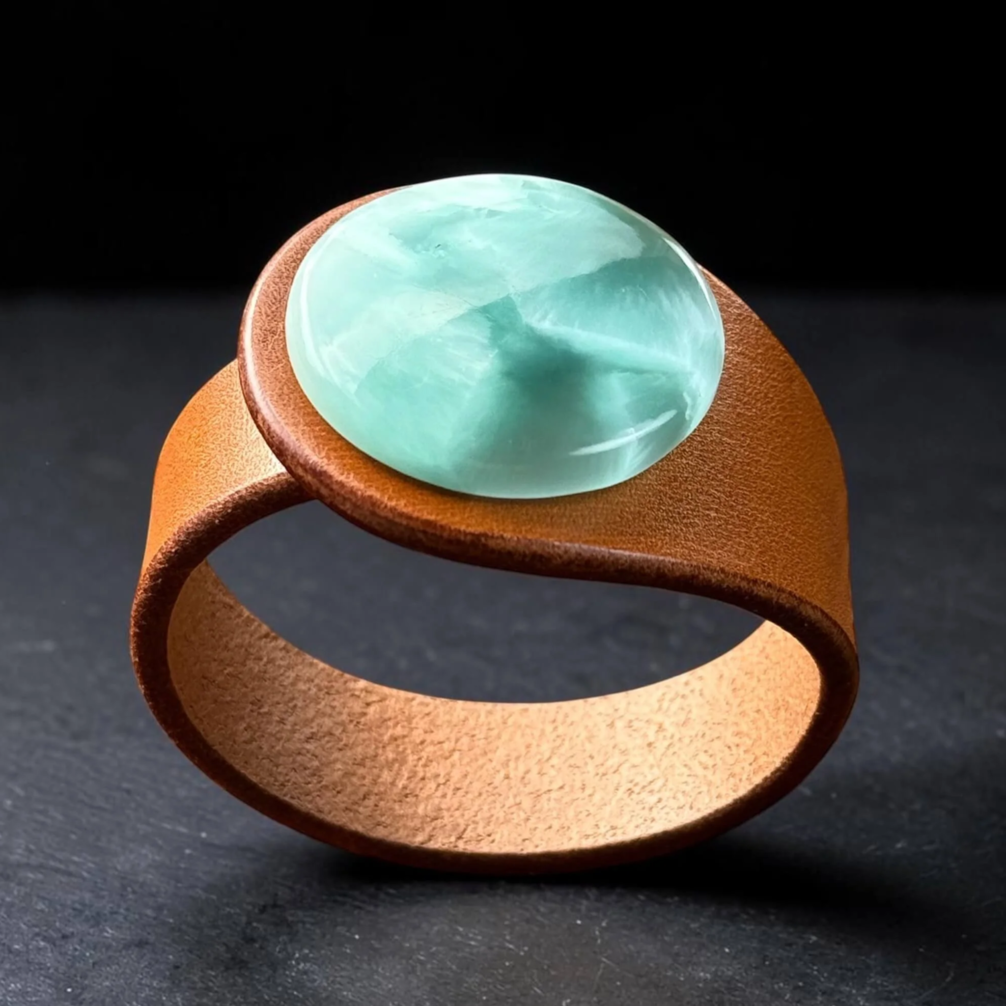 Natural Hemimorphite Leather Bracelet