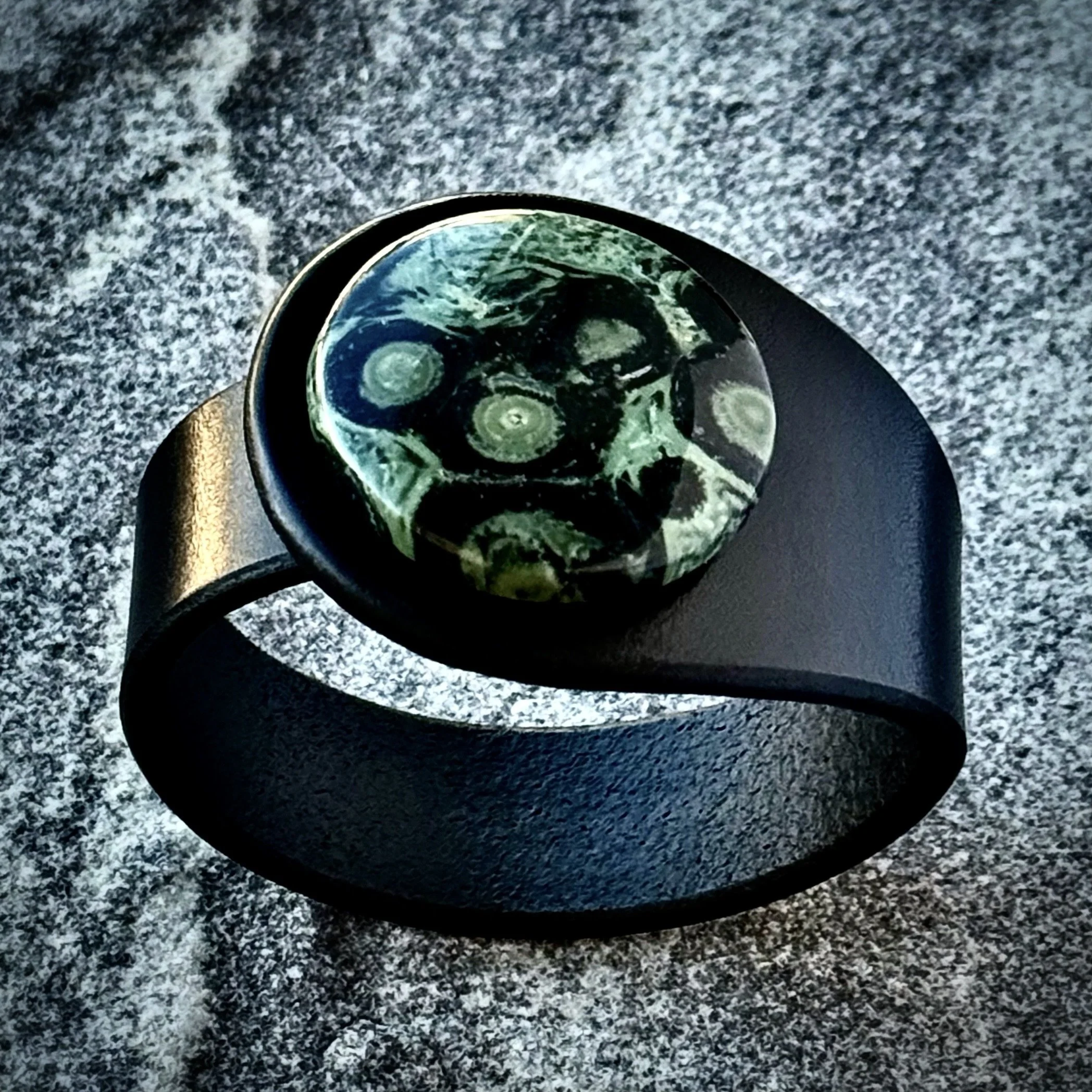 Natural Star Galaxy Jasper & Leather Bracelet