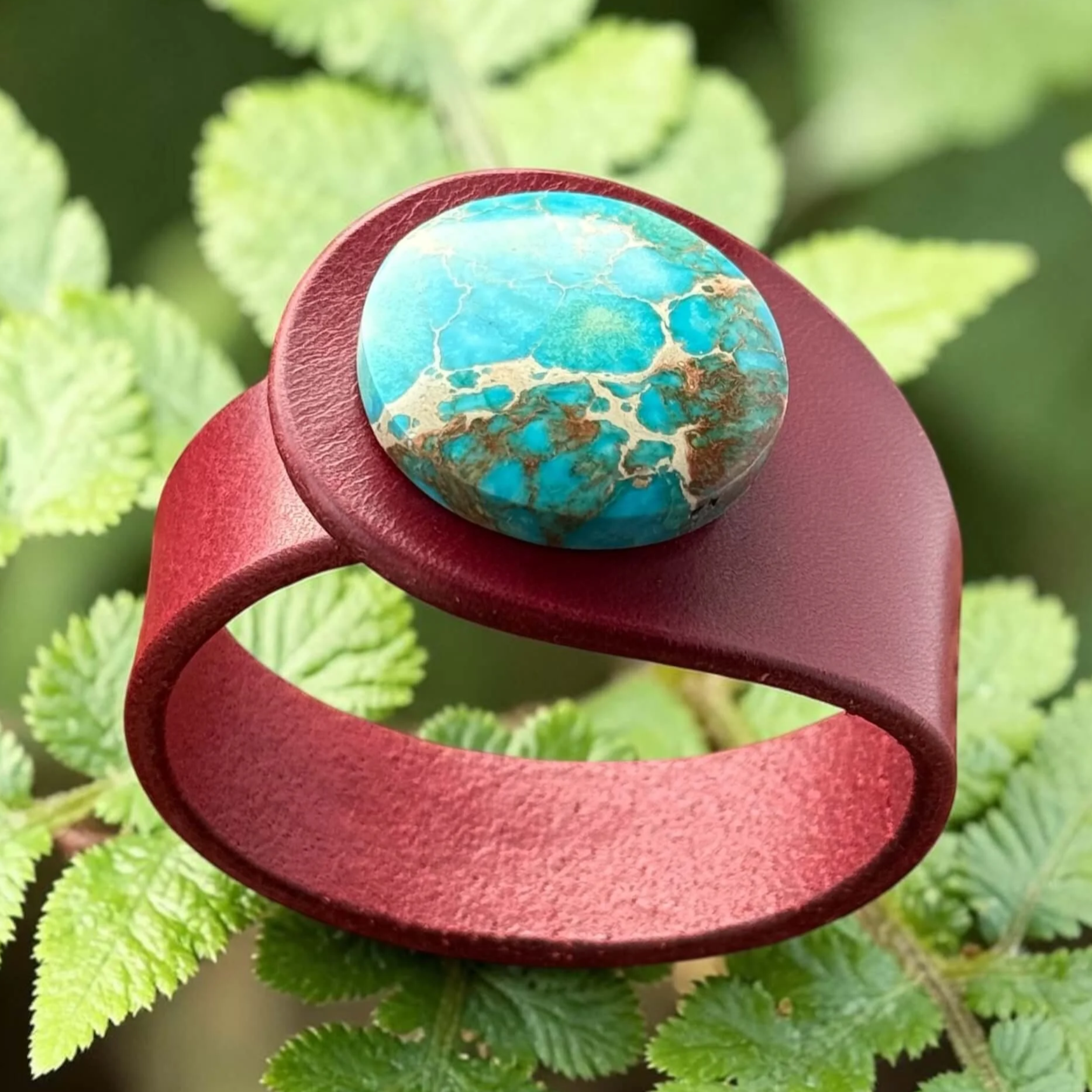 Natural Sea Sediment Jasper Leather Bracelet