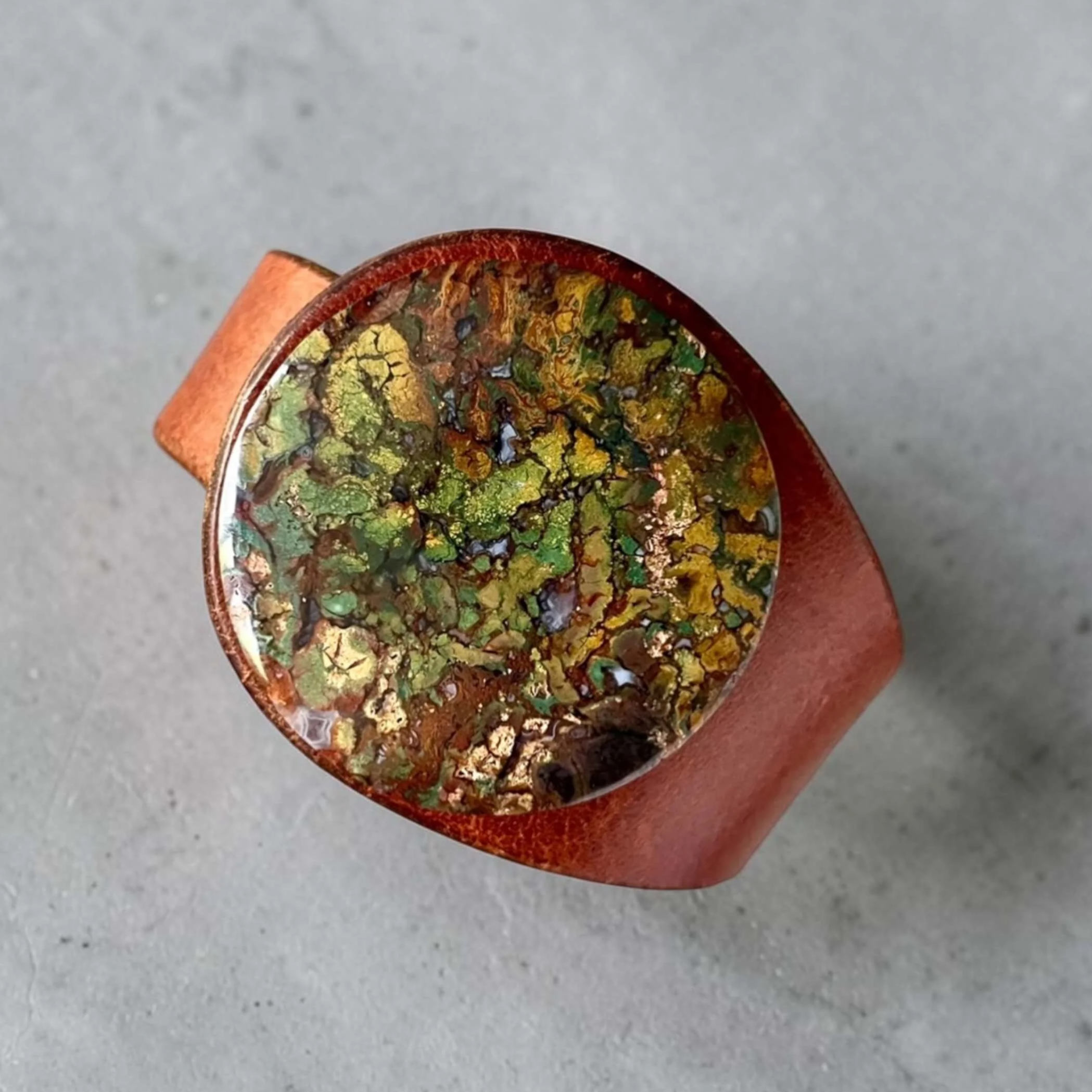 Natural Indonesian Plume Agate Leather Bracelet