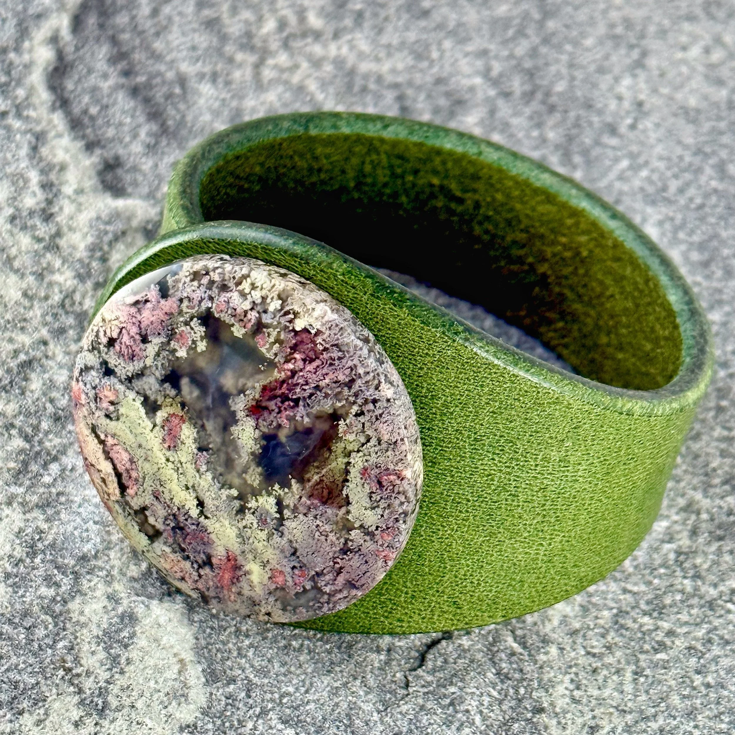 Scenic Moss Agate Leather Bracelet -green side.JPG