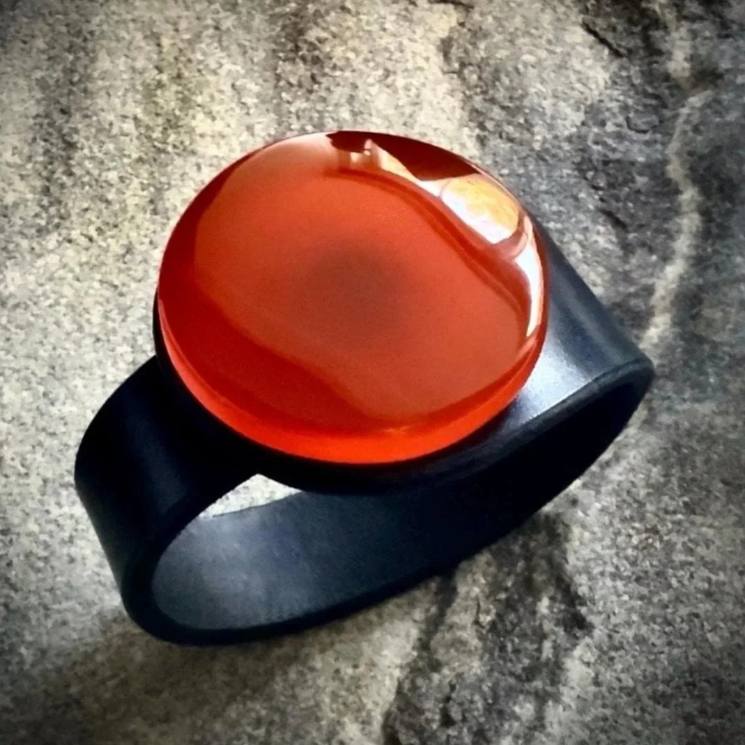 Natural Orange Carnelian Leather Bracelet