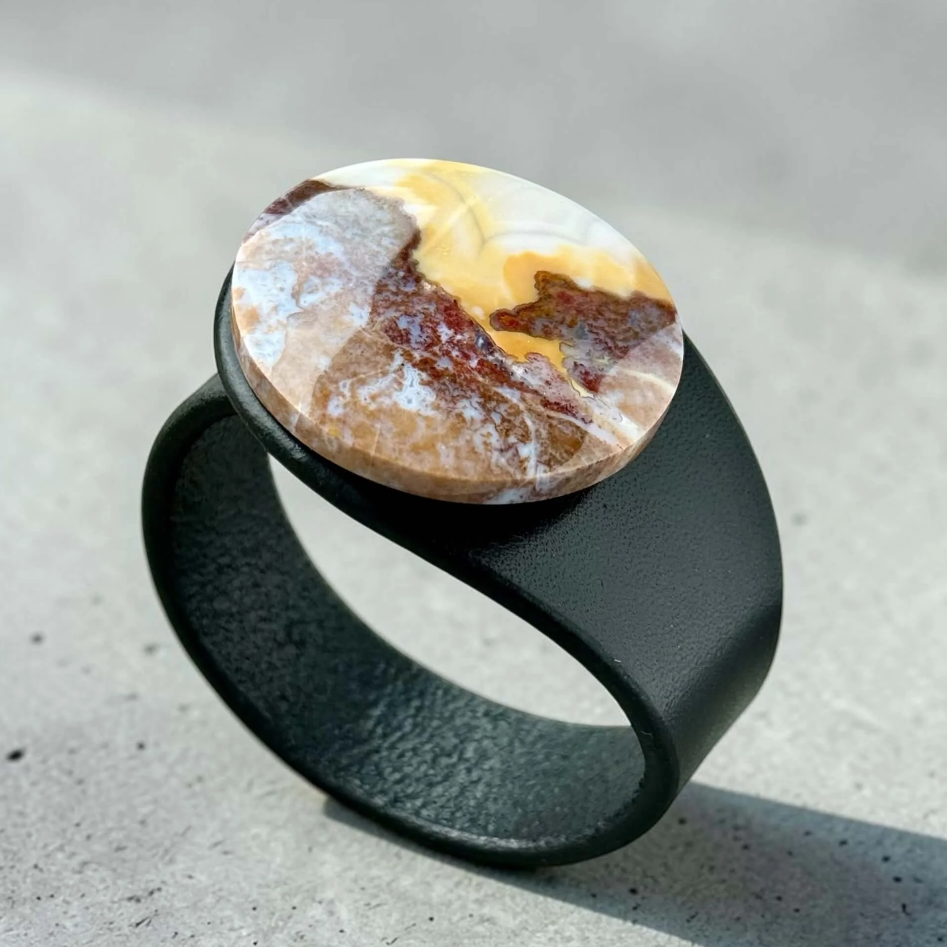 moss-agate-in-jasper-gemstone-black-leather-bracelet-side-view.png