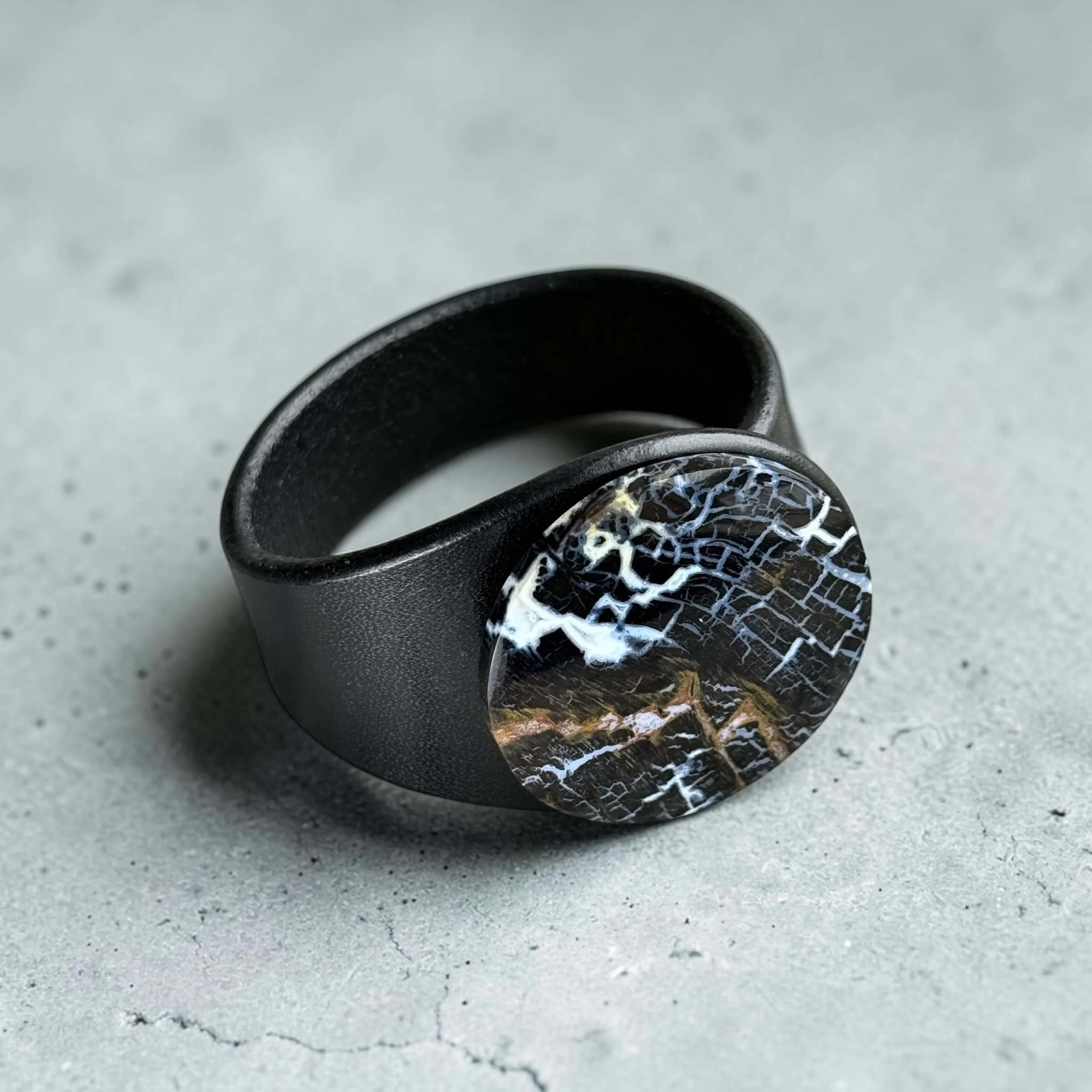 petrified-palmwood-black-leather-bracelet-side-view.JPG