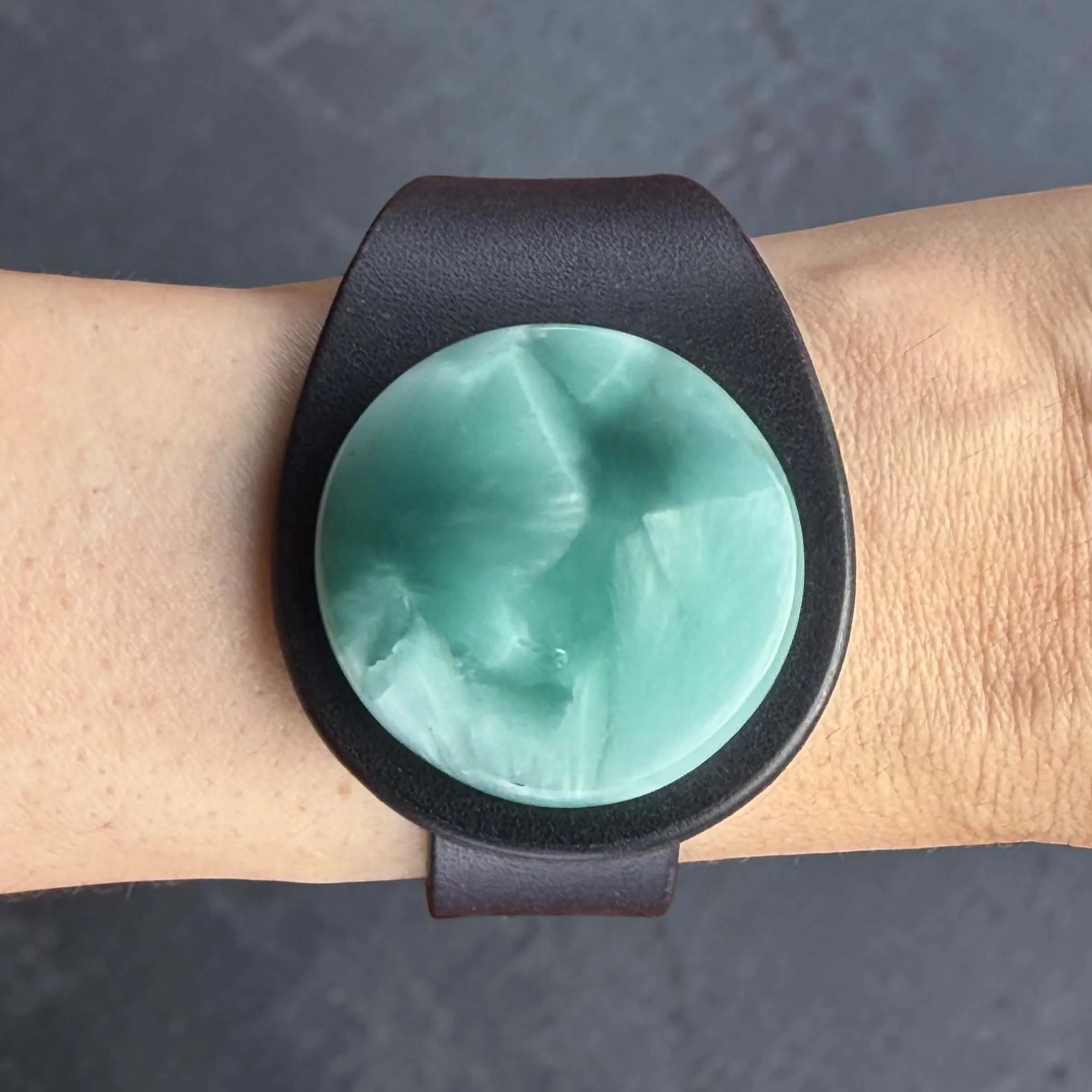 natural-hemimorphite-blue-leather-bracelet-on-wrist.JPG