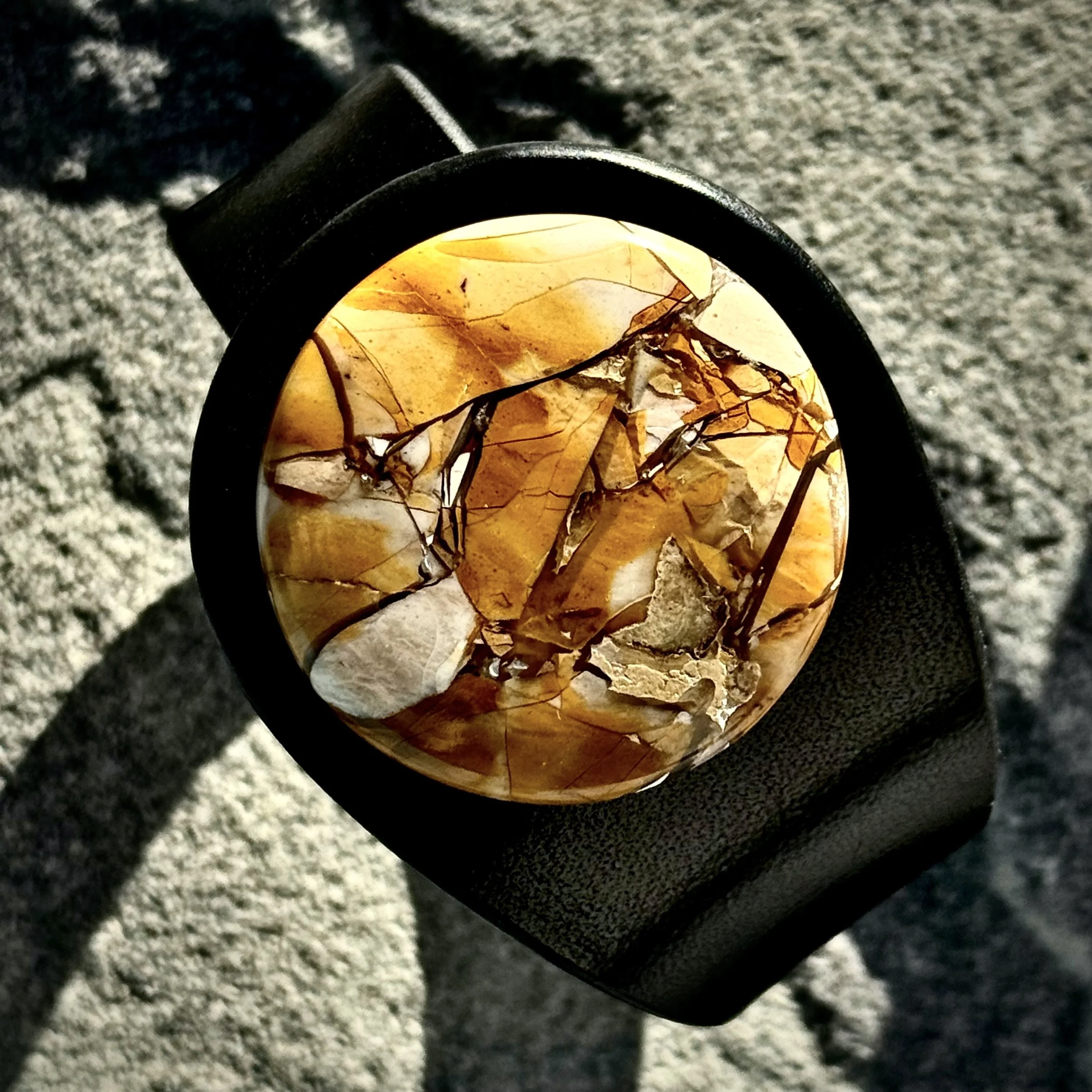 Natural Brecciated Mookaite Jasper Leather Bracelet