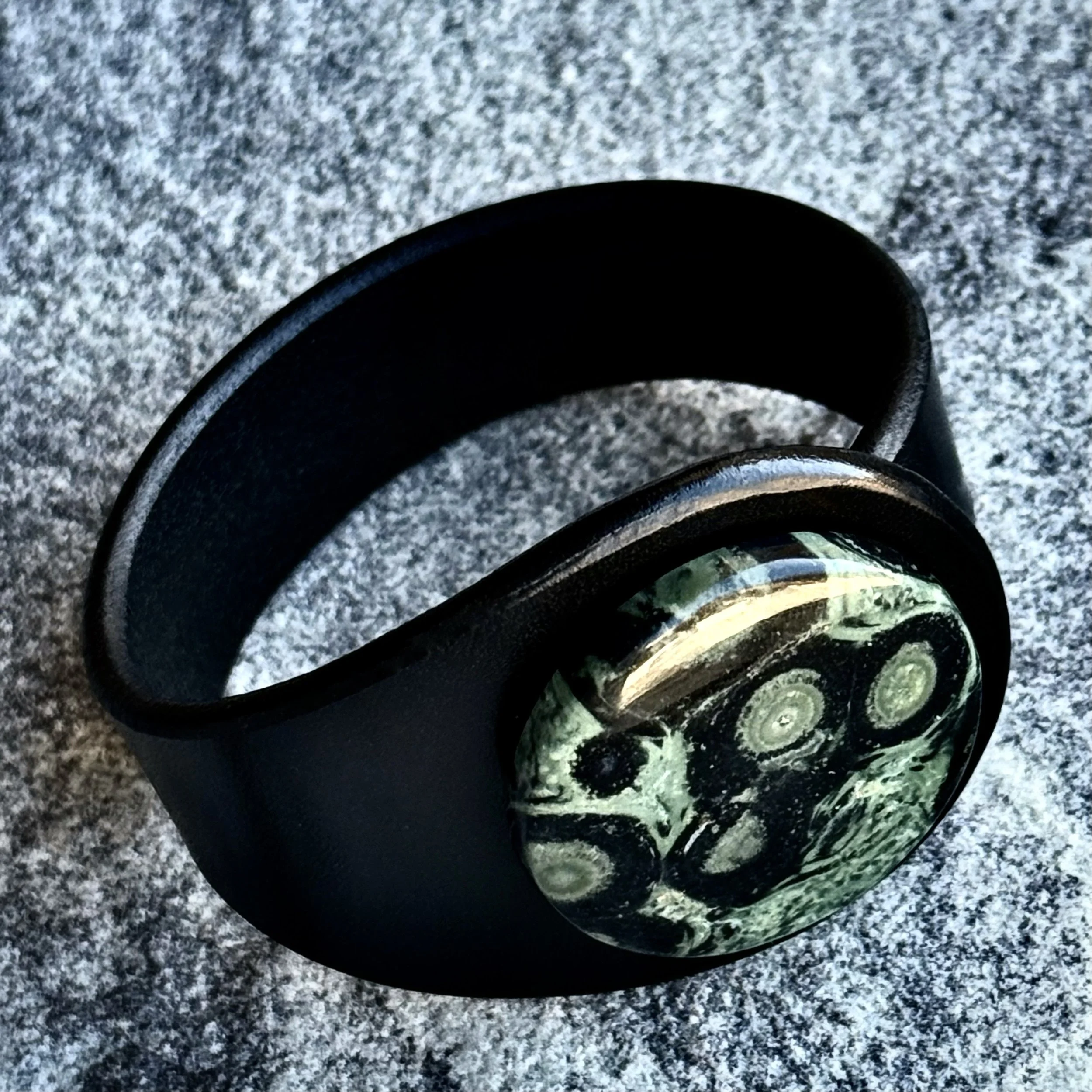 Natural Star Galaxy Jasper Gemstone & Leather Cuff