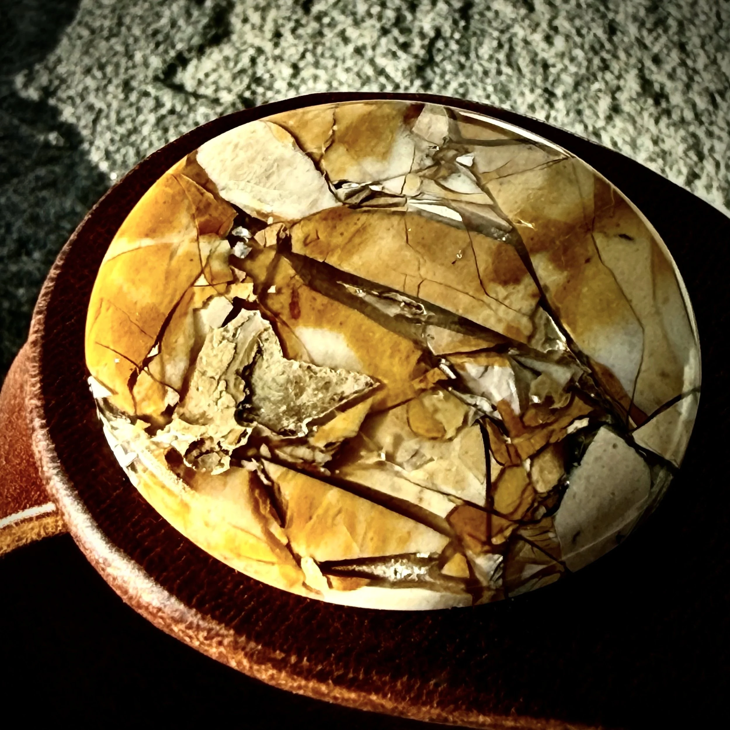 Natural Brecciated Mookaite Jasper Gemstone & Leather Cuff