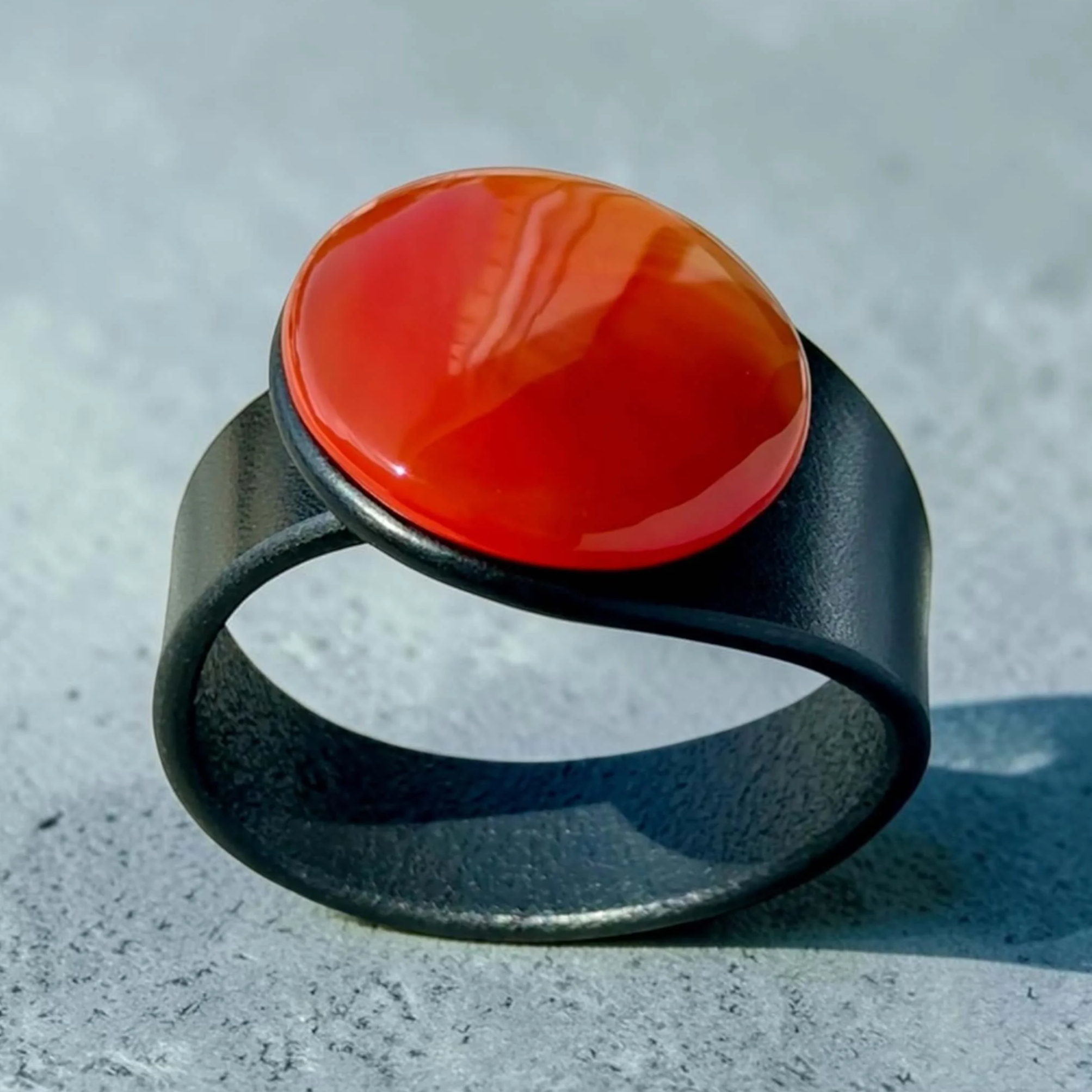 Natural Large Orange Carnelian Leather Bracelet