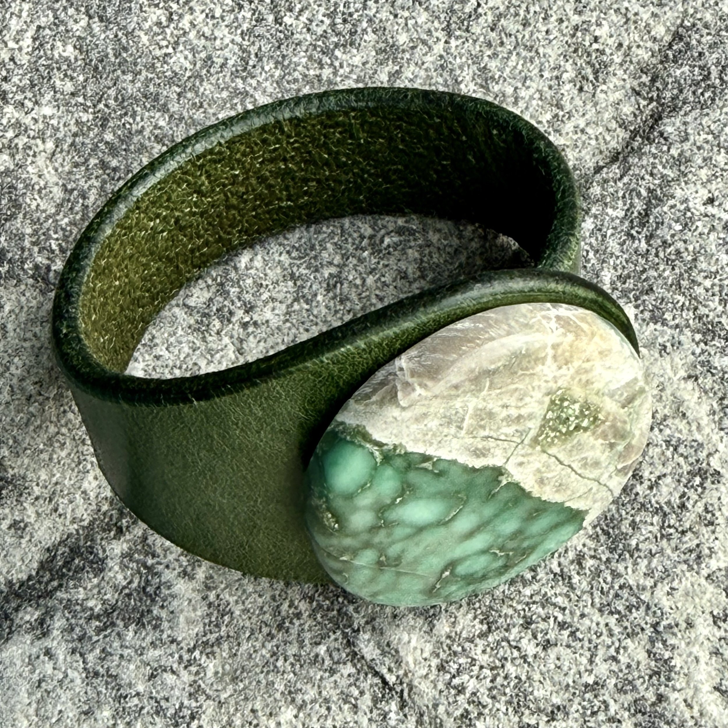 Natural Variscite Leather Bracelet