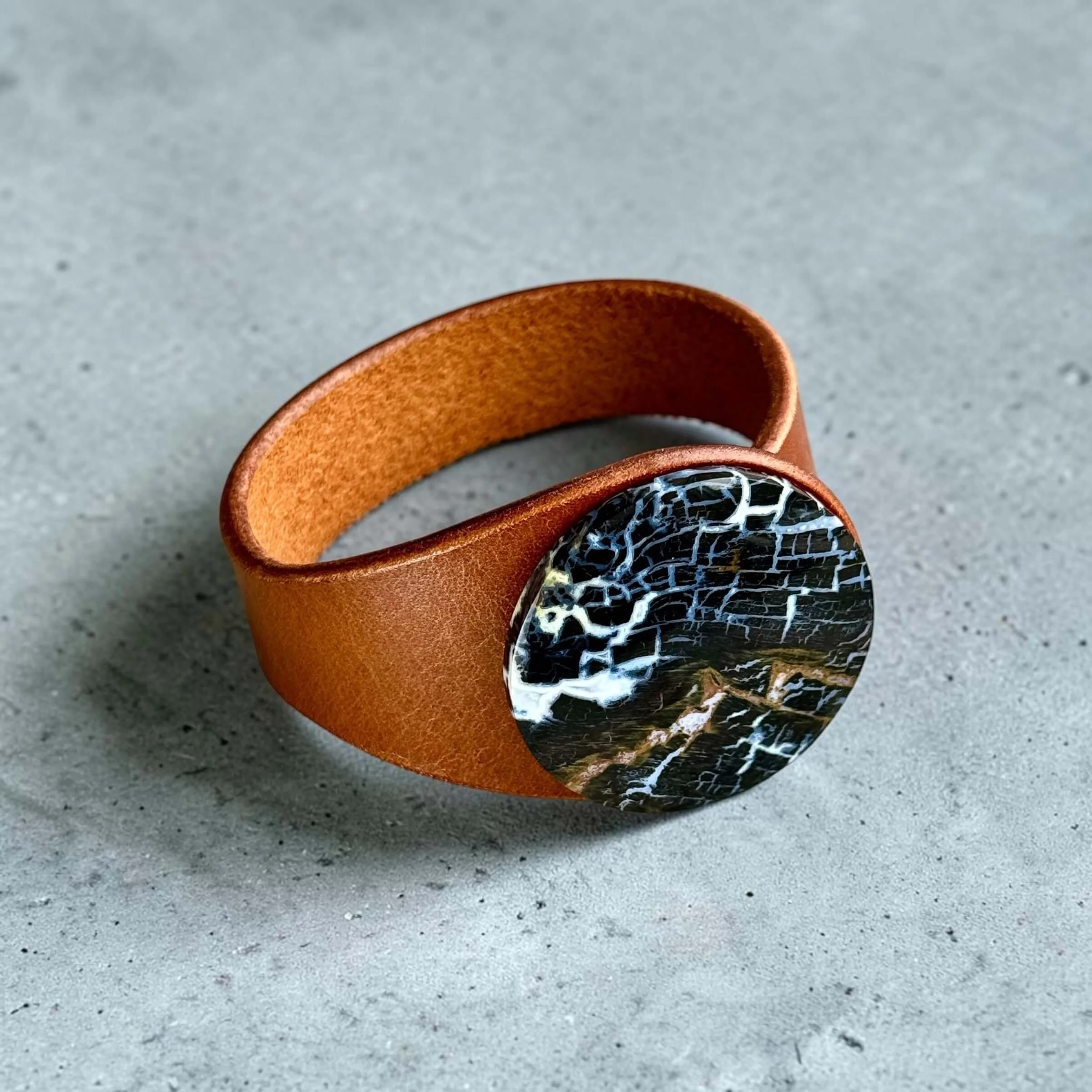 petrified-palmwood-brown-leather-bracelet-side-view.JPG