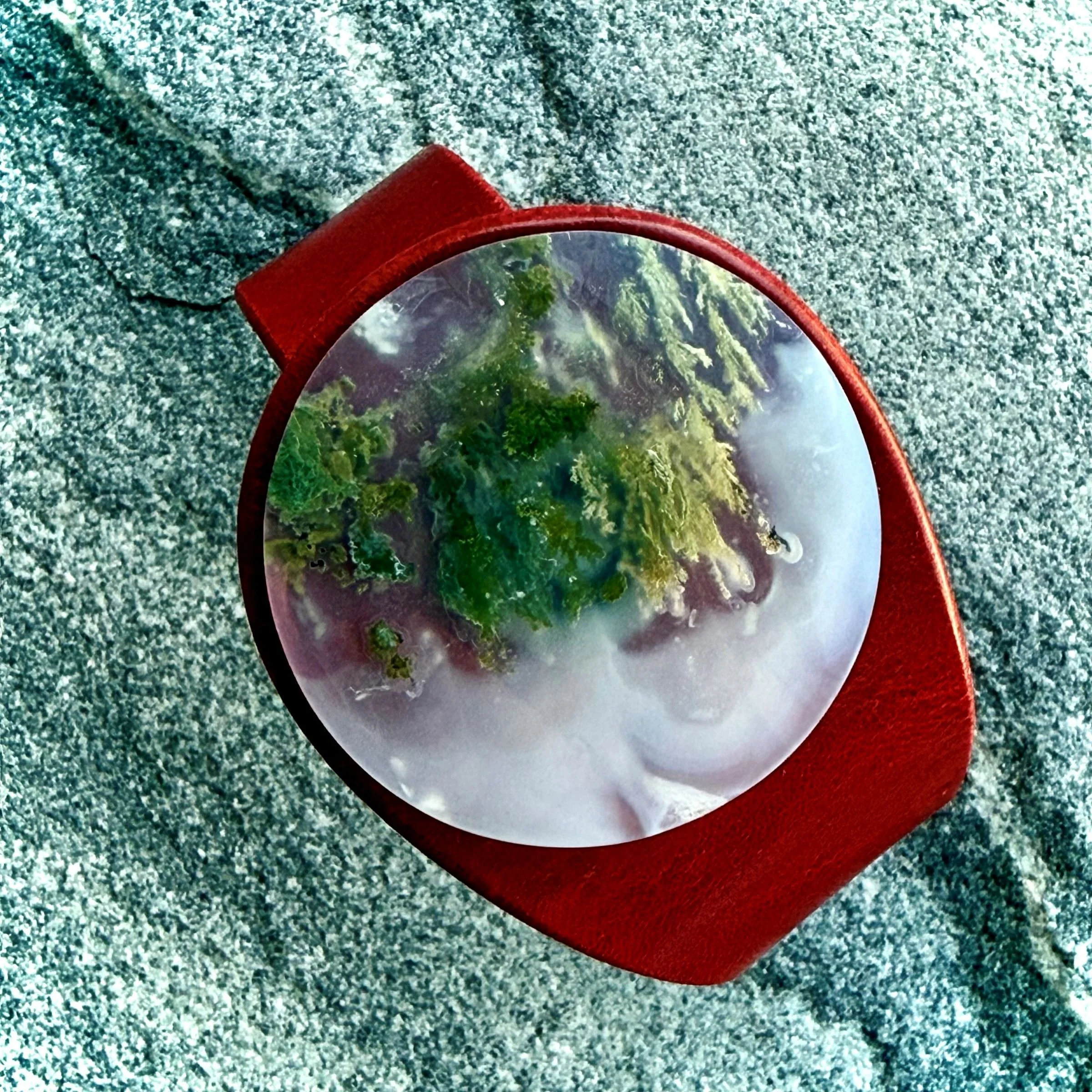 Natural Moss Agate Leather Bracelet