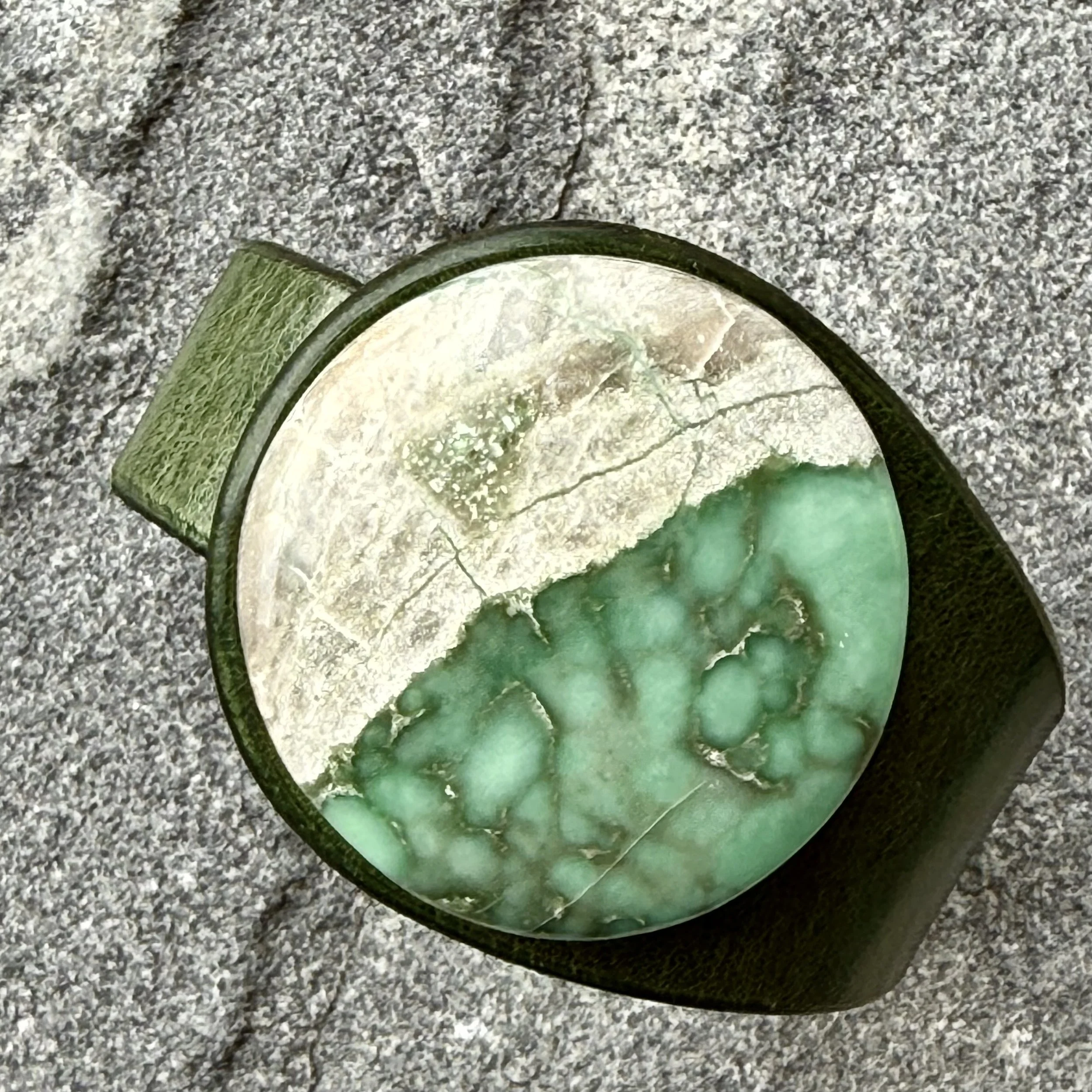 Natural Variscite Leather Bracelet