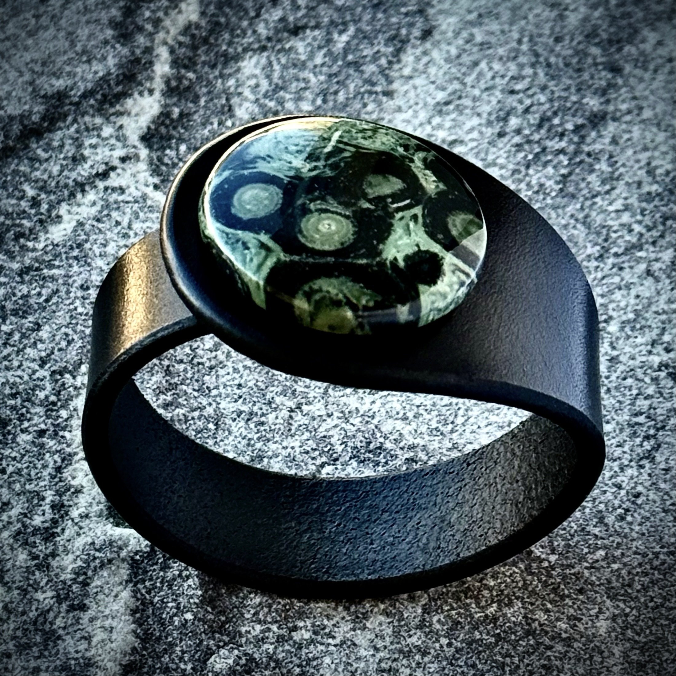 Natural Star Galaxy Jasper Gemstone & Leather Cuff