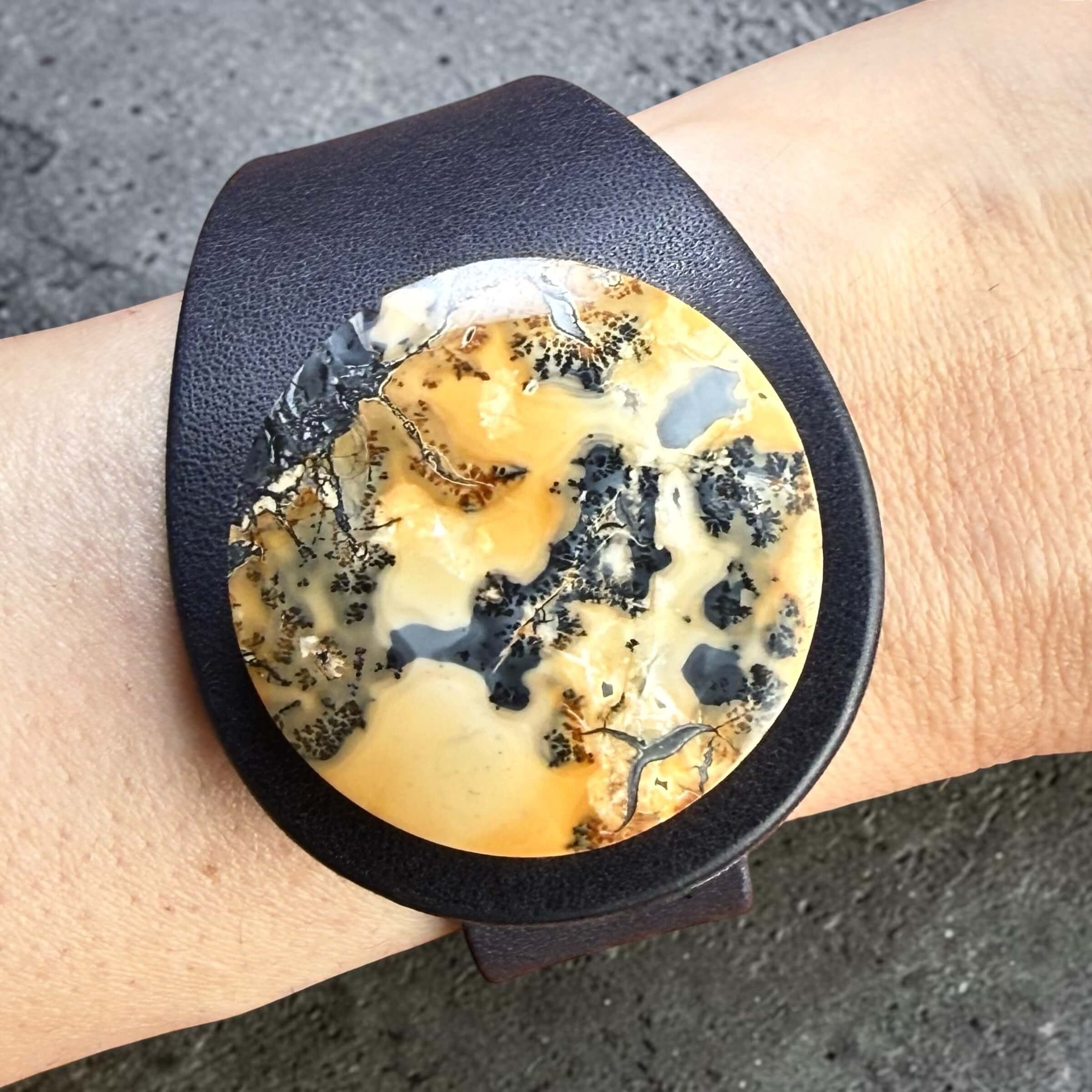 natural-maligano-jasper-blue-leather-bracelet-on-wrist.JPG