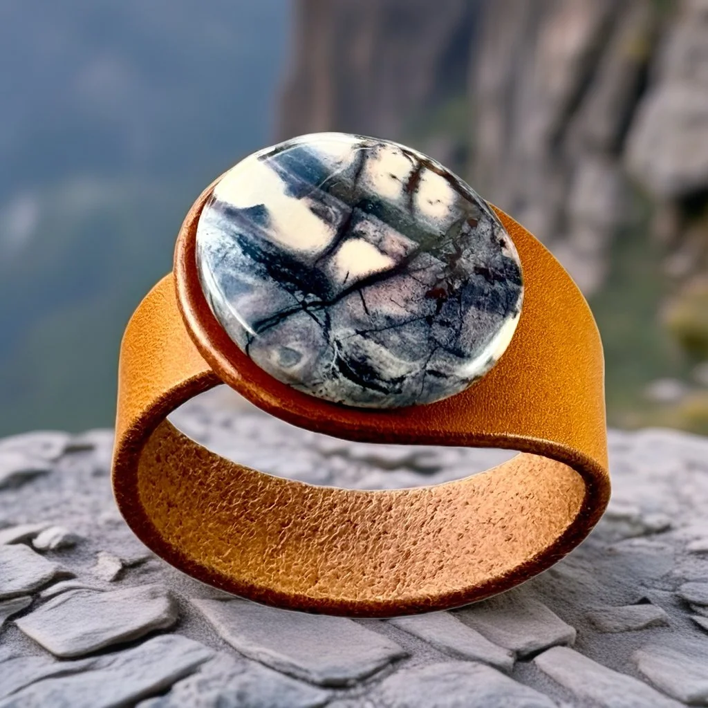 Natural Porcelain Jasper Leather Bracelet