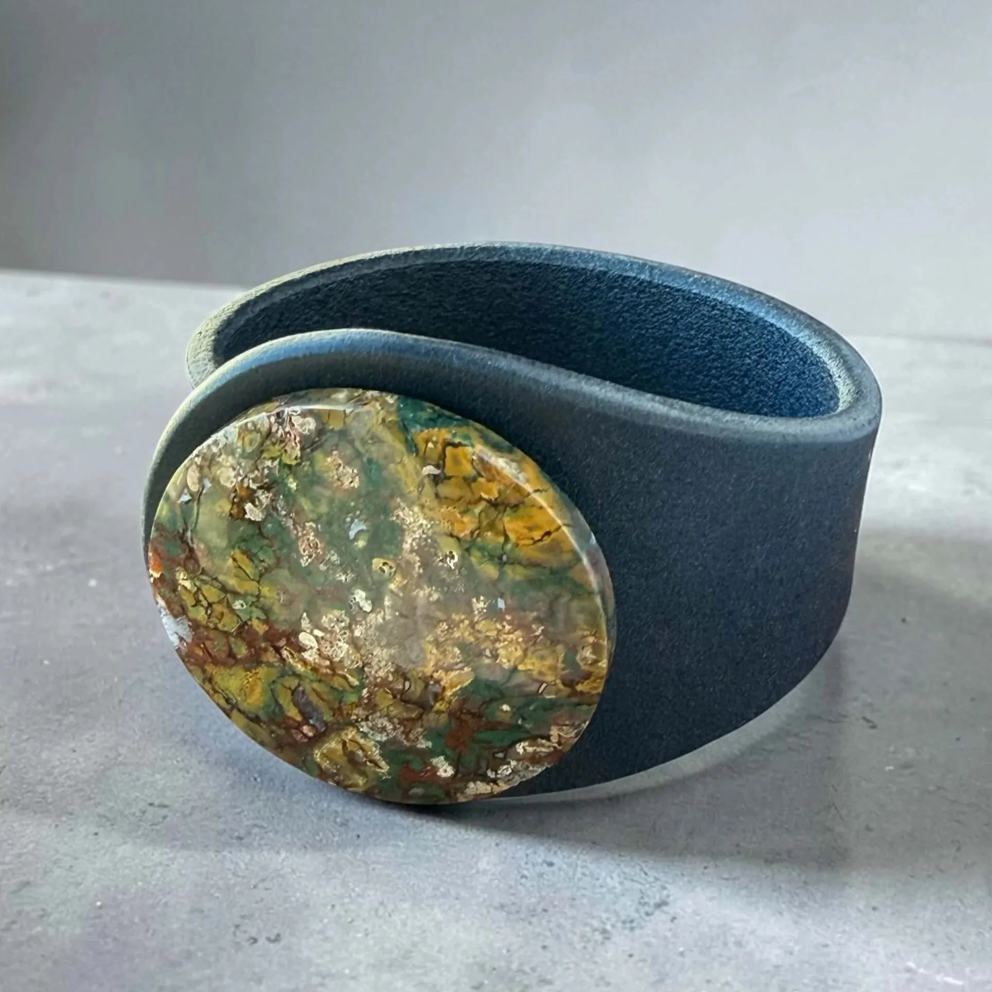 natural-indonesian-plume-agate-blue-leather-bracelet-side-view.jpg