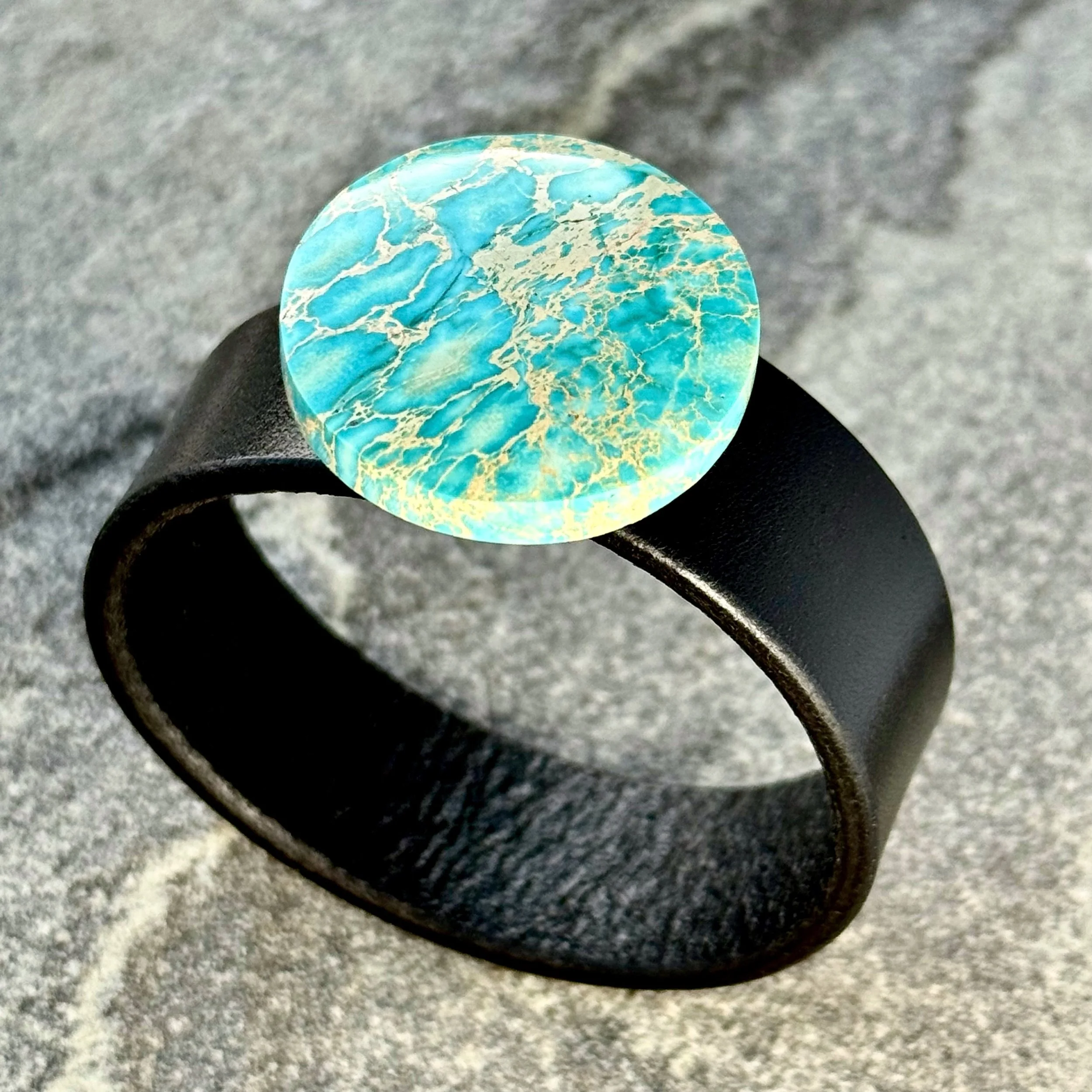 natural-sea-sediment-jasper-black-leather-bracelet-side-view