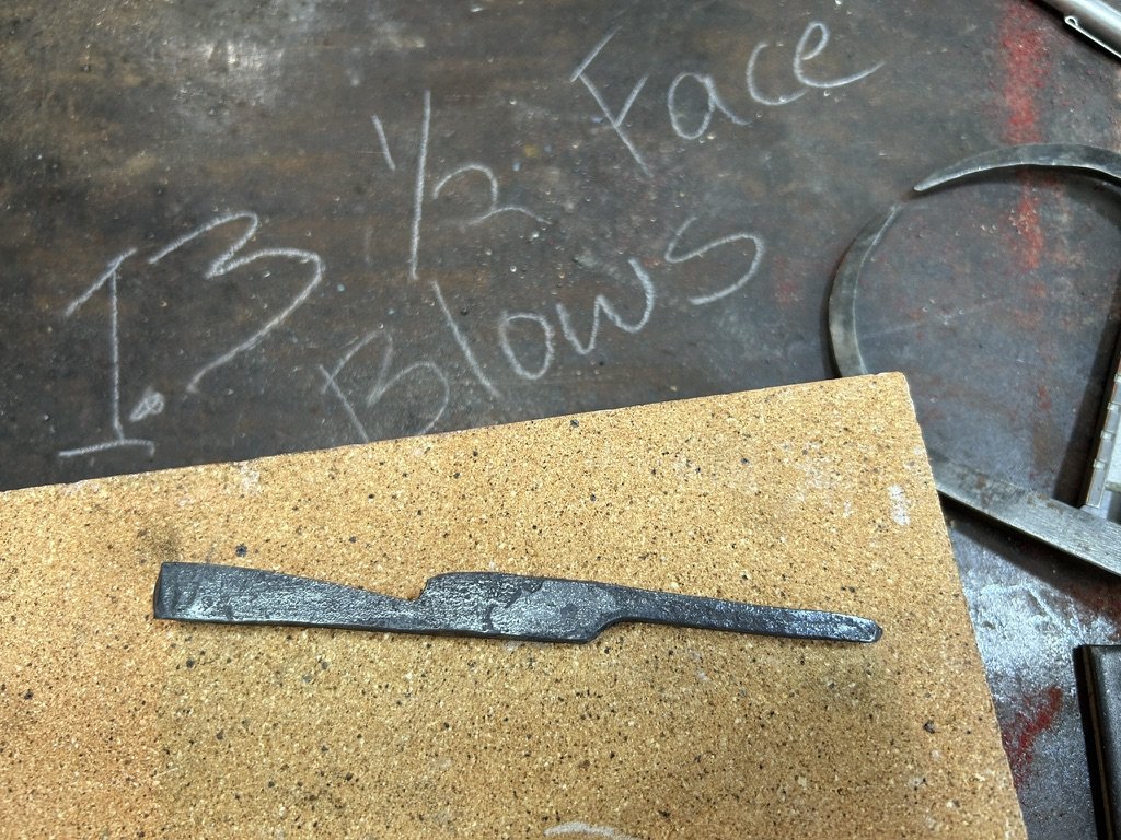Demonstrating half face blows on far and near side of anvil.