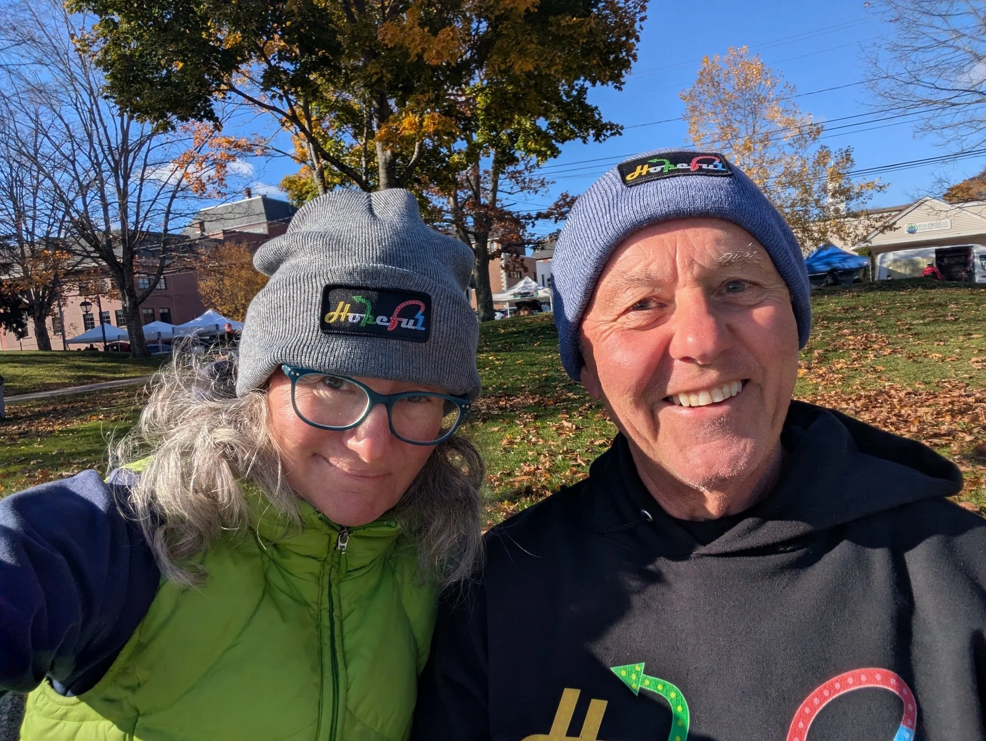 Dark Heather Grey and Heather Blue Hopeful beanie Hopeful Maine.jpg