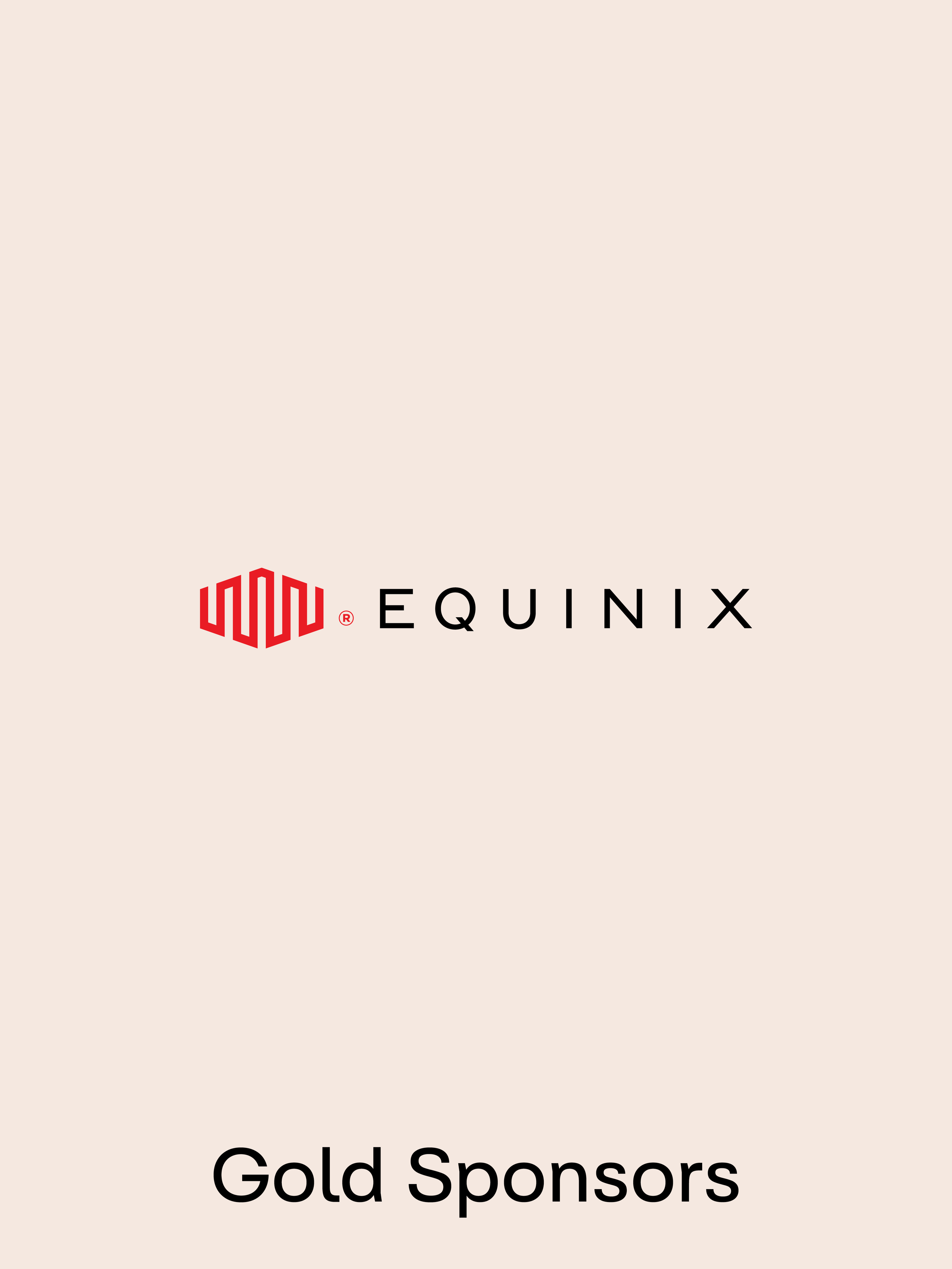 A beige background with the logo of Equinix at the bottom and the text "Gold Sponsors" in bold black font.
