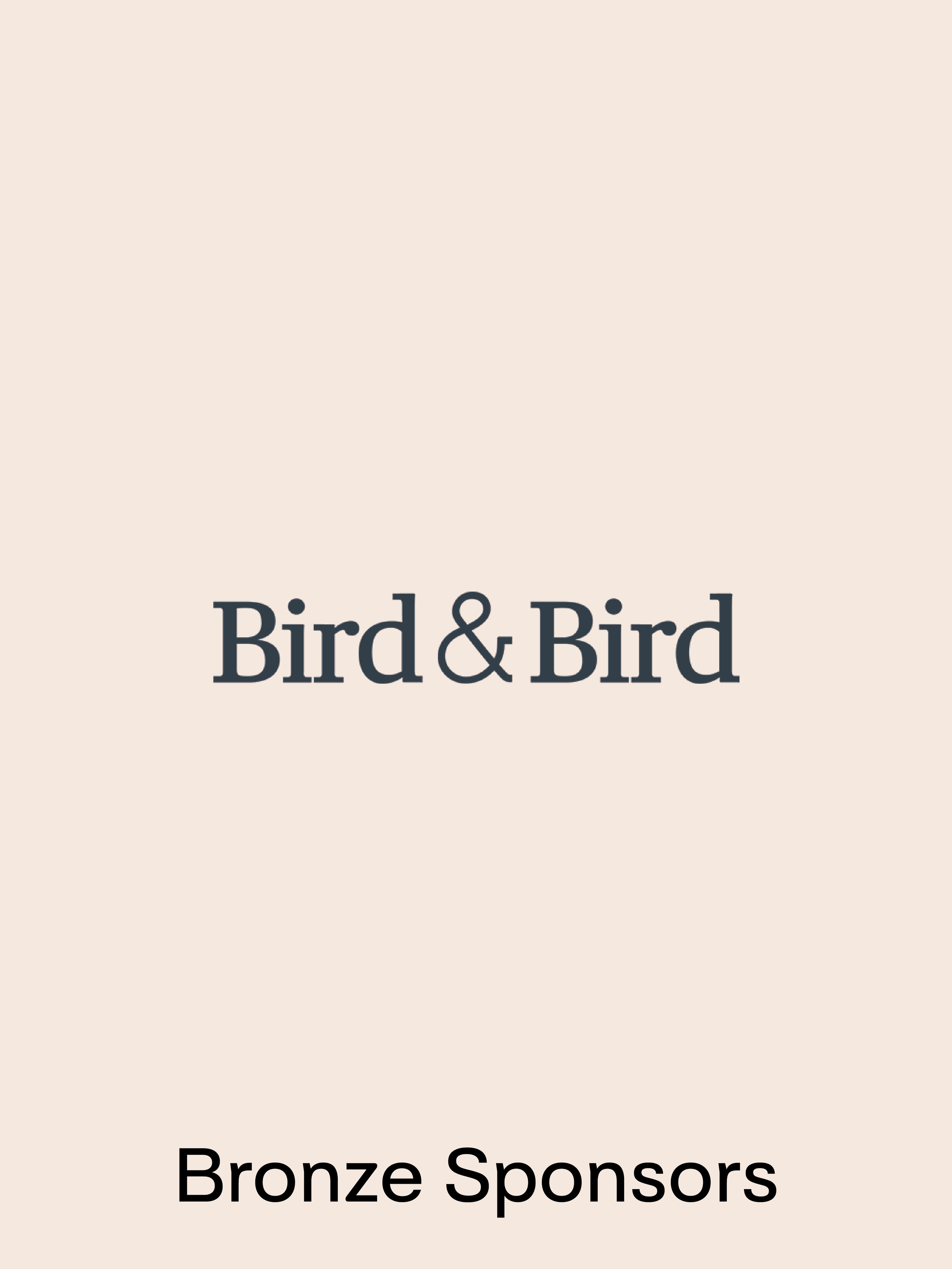 Event poster titled "Bird & Bird" with smaller text at the bottom that reads "Bronze Sponsors" on a light beige background.