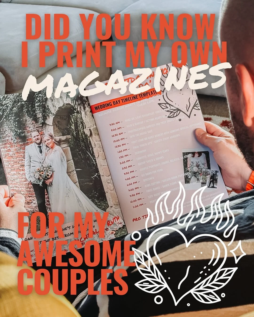 Did You Know? I Make My Own Wedding Magazines 📖✨

Did you know I design, write, and print my own wedding magazines, just for my couples 🤙🏻

It&rsquo;s not something I have to do, it&rsquo;s something I love doing. Because when you book me, you&rsq