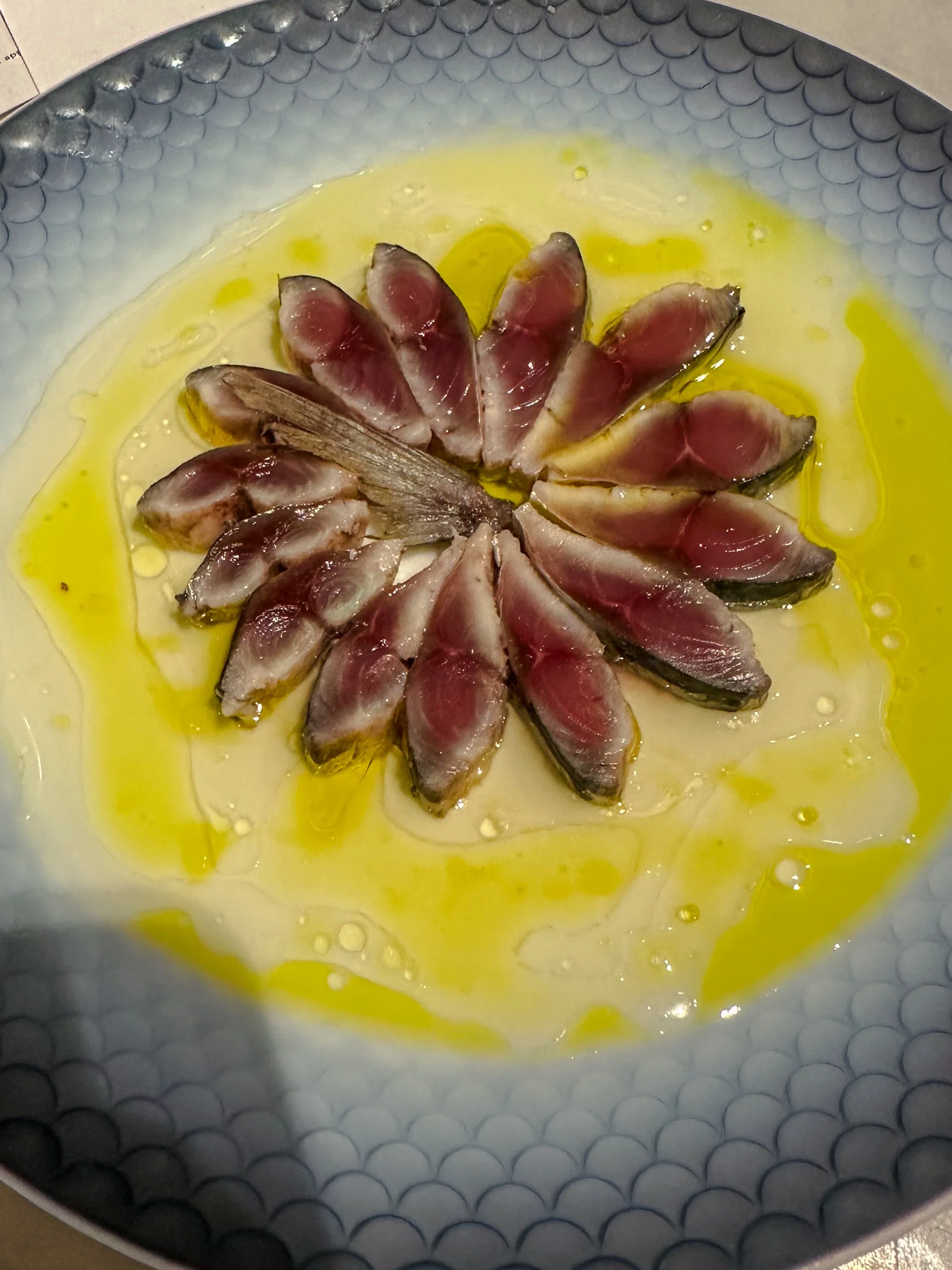 Fish dish shaped as a flower at St. Peter's Restaurant in Sydney, Australia