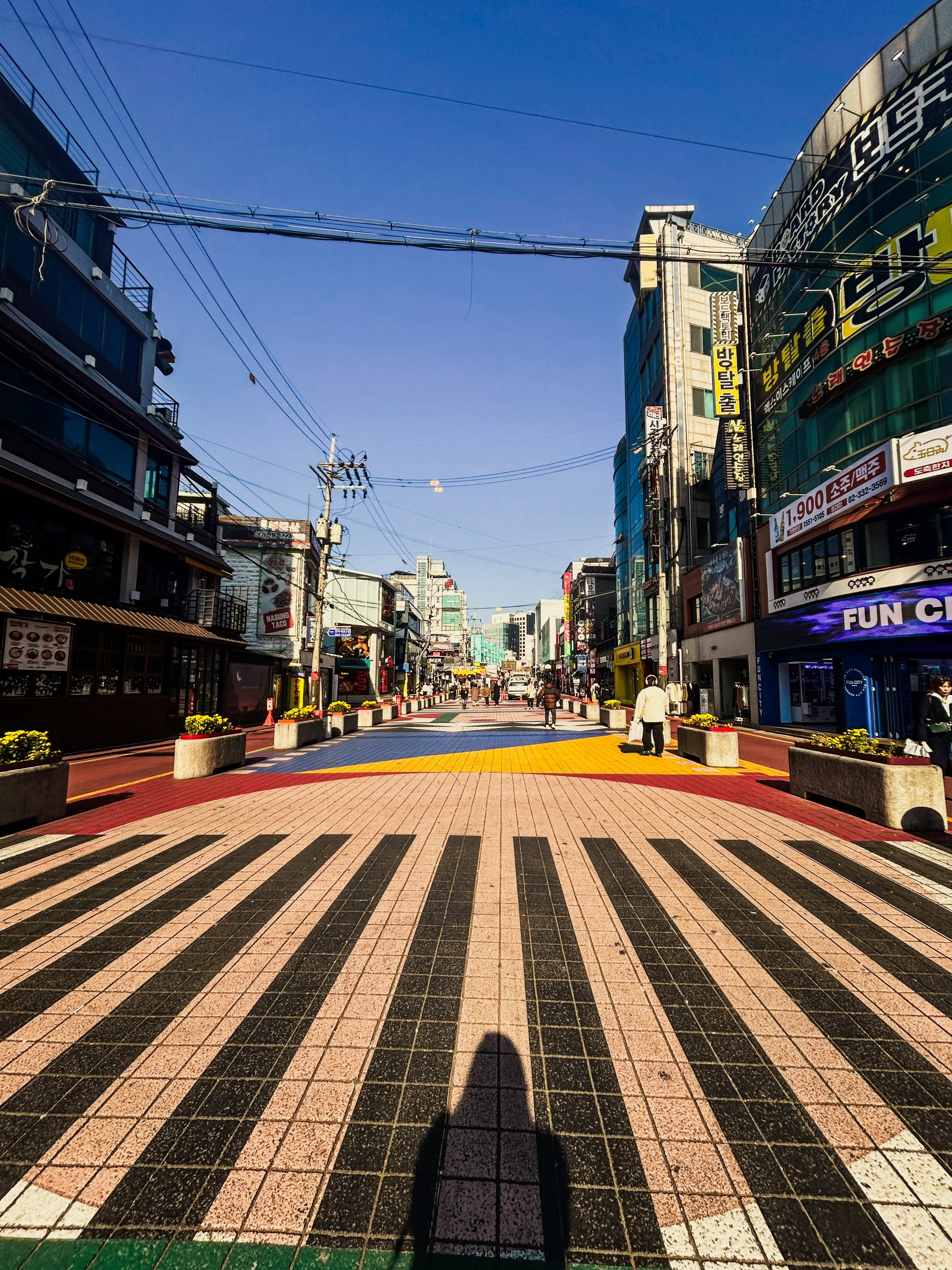 colorful crosswalk in Hongdae Seoul