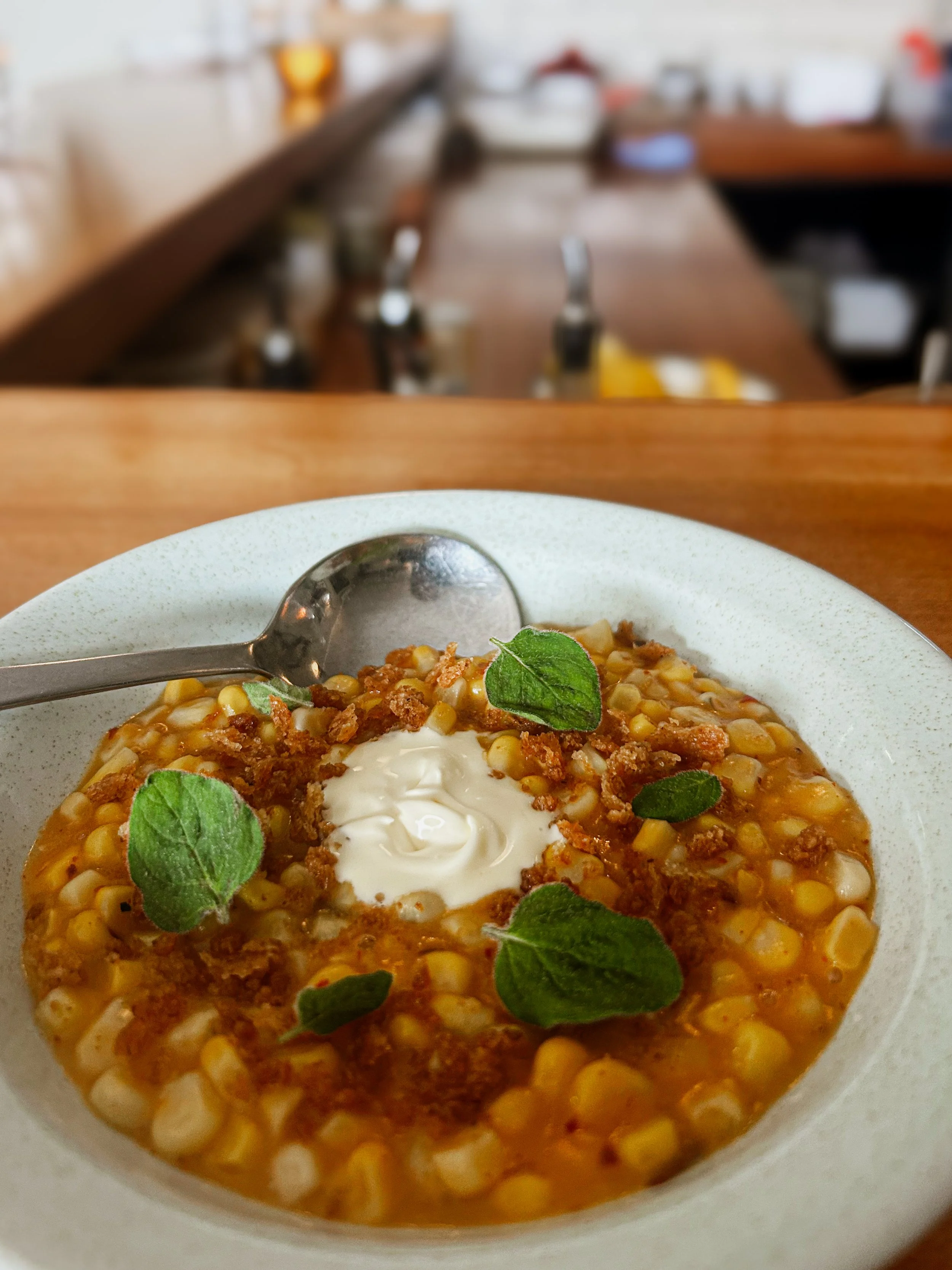 sweet corn dish at Margot in Wellington, New Zealand