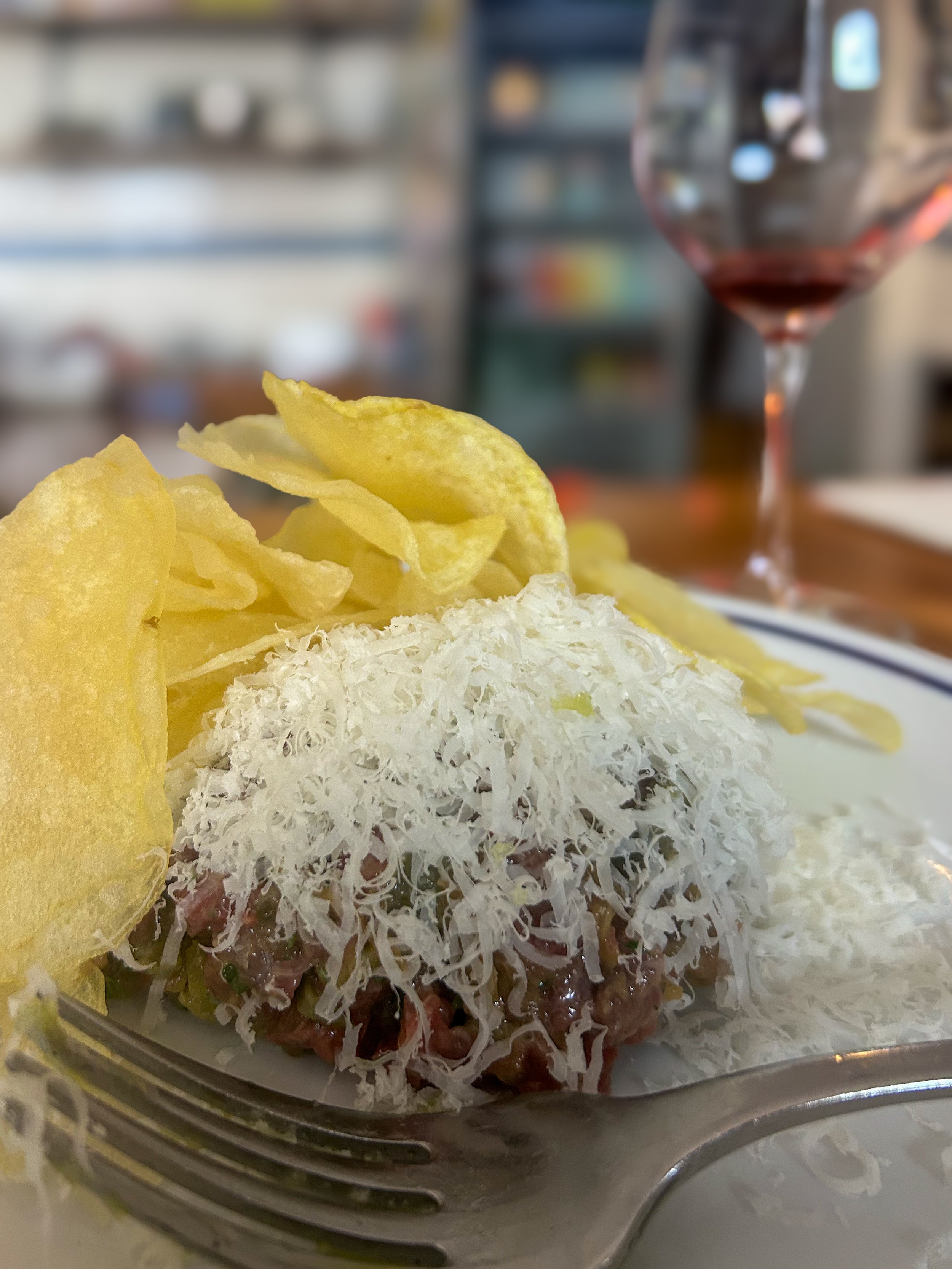beef tartare with potato chips from Margot in Wellington, New Zealand