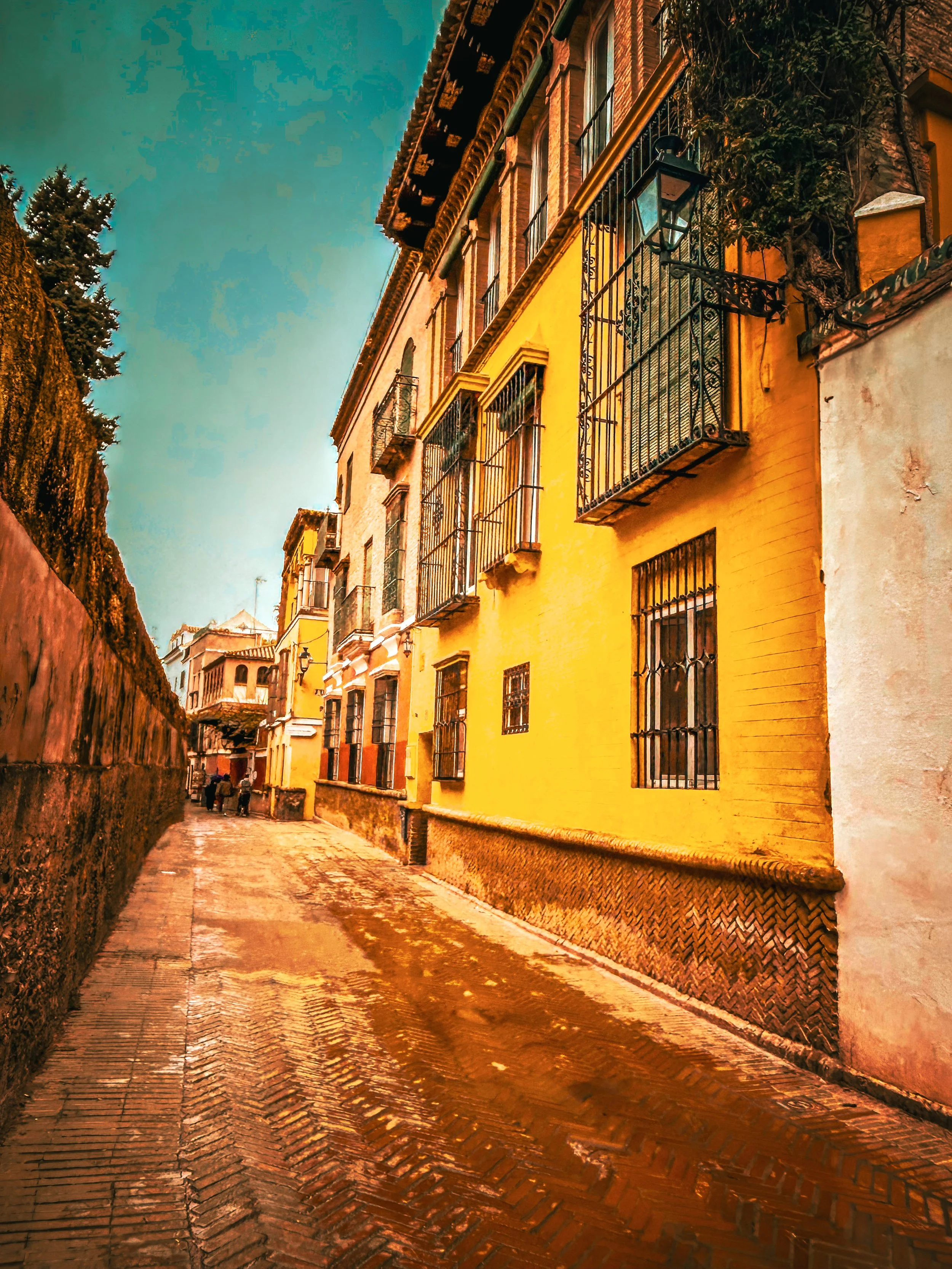 A colorful street in Seville, Spain