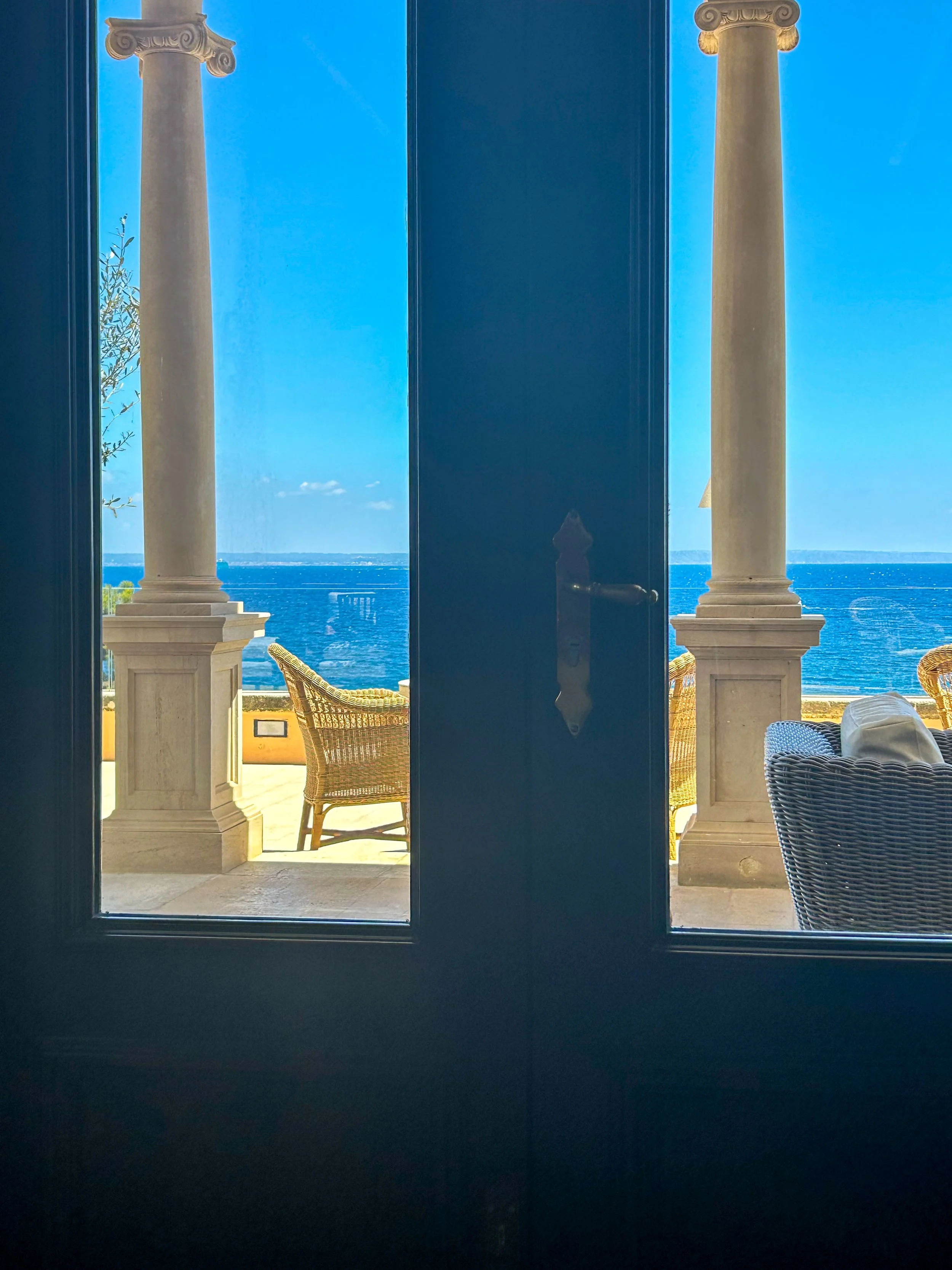  A view of the Mediterranean Sea from the doors of the Hospes Maricel Hotel in Mallorca