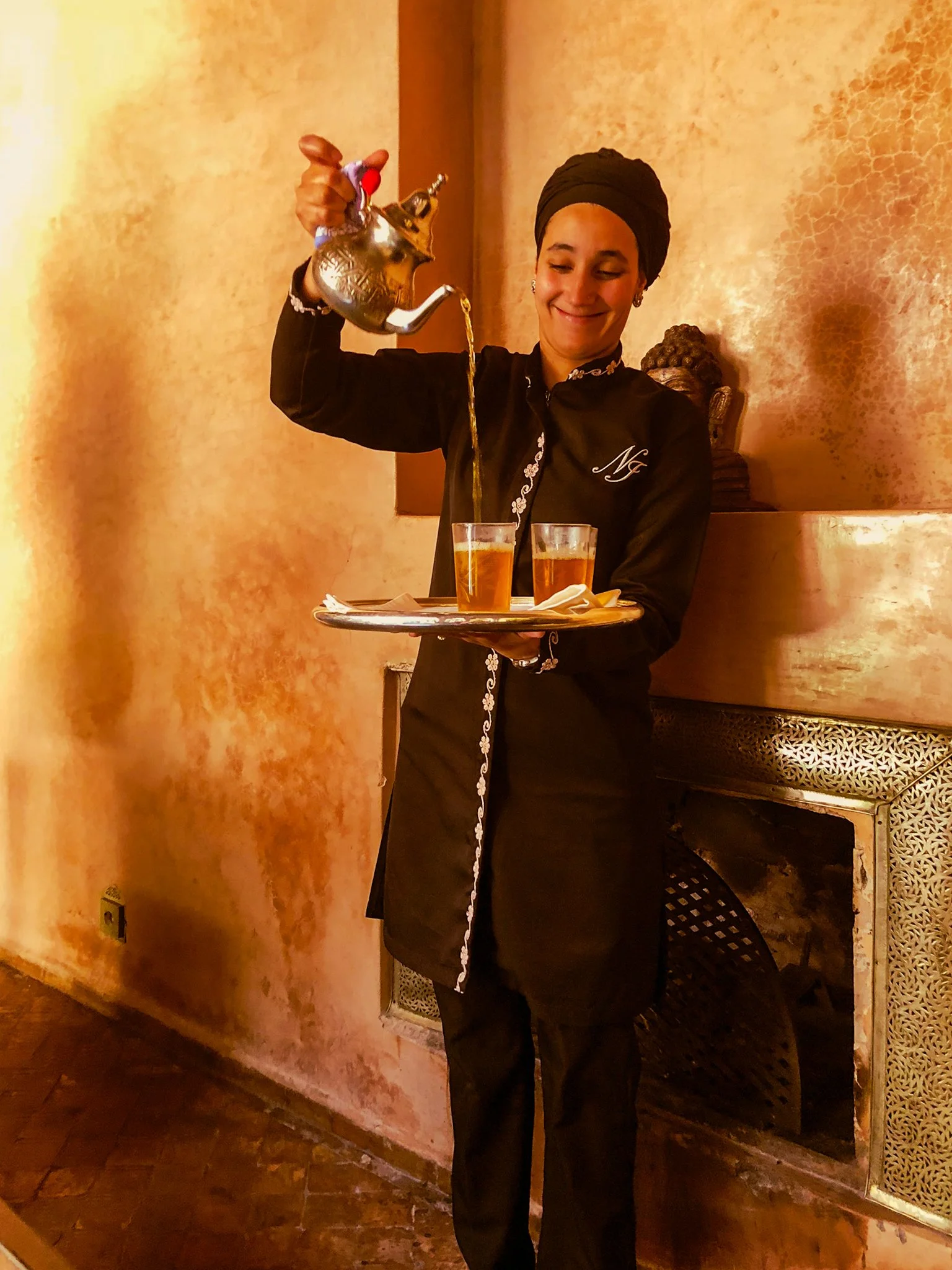 Moroccan Tea being poured in Marrakech Medina