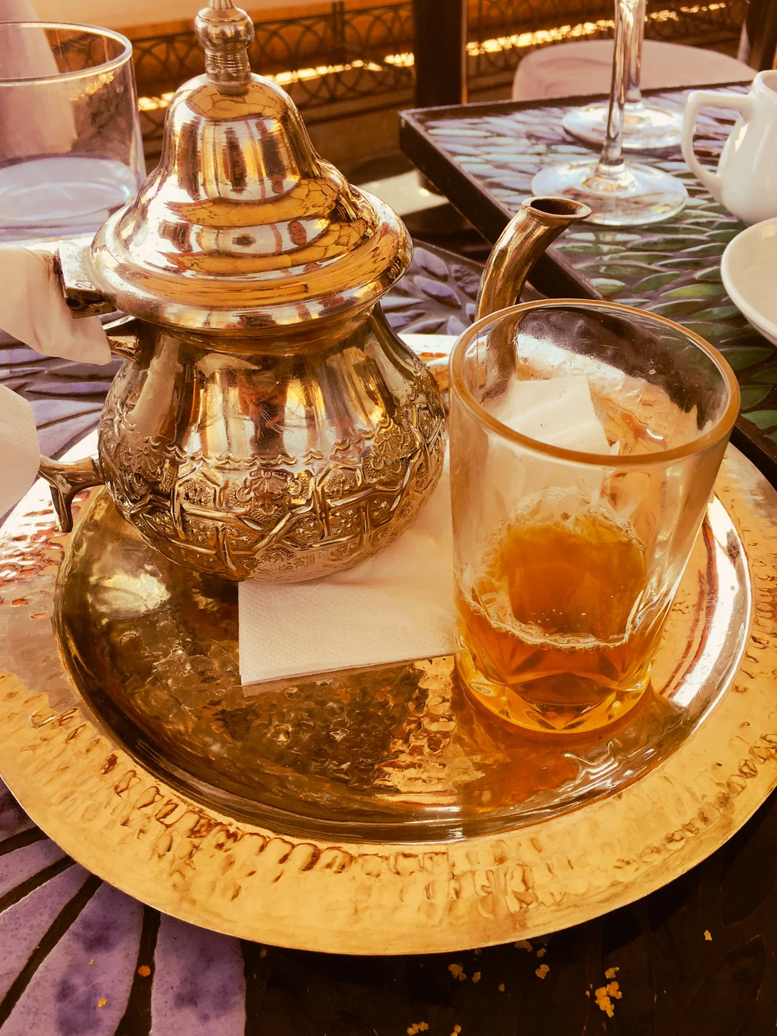 Moroccan Mint Tea Pot and Glass in Marrakech