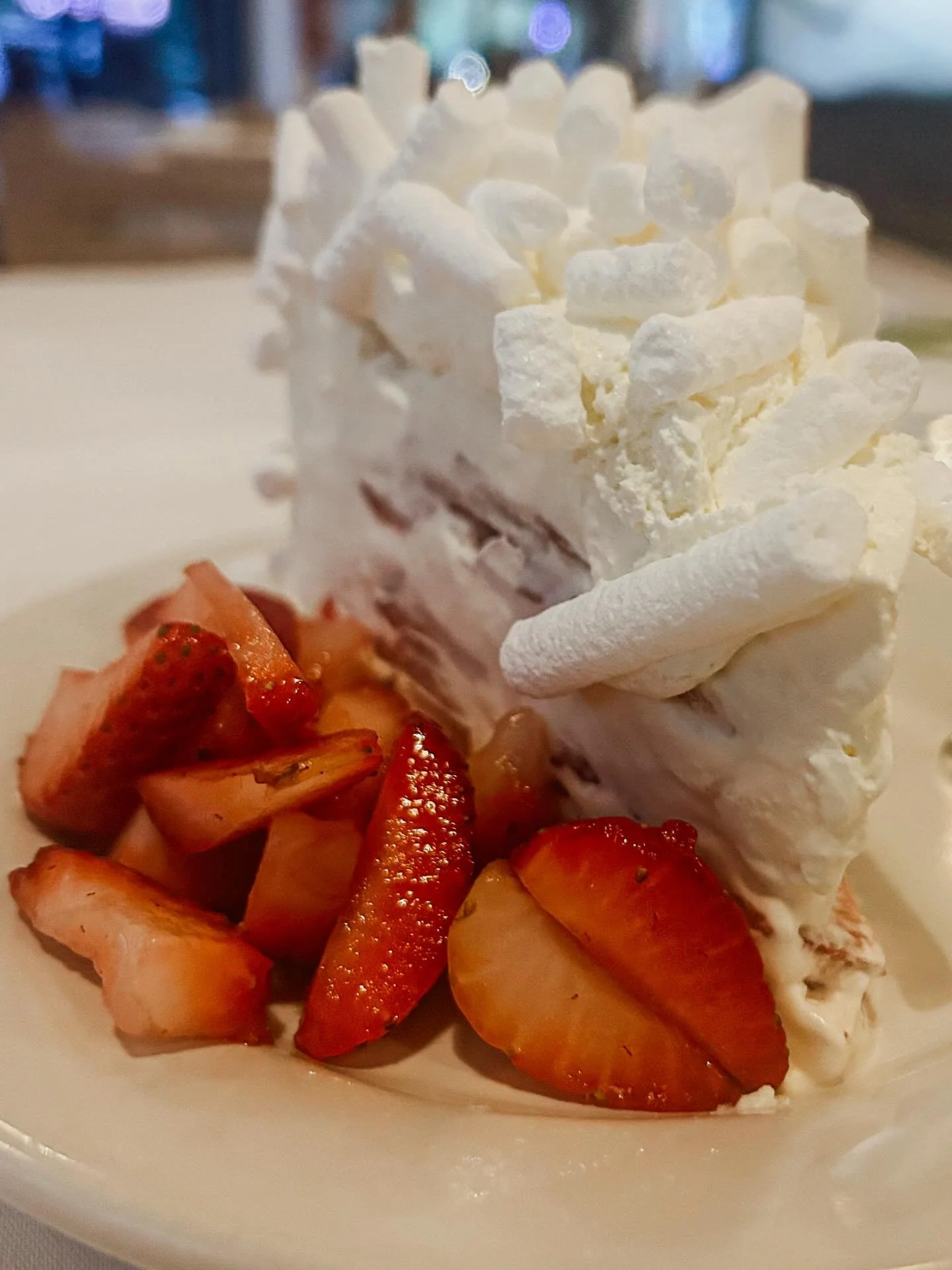 THIS.  The taste of summer.
Meringue with Strawberries.

Contramar, Mexico City

#tasteledtravel #untetheredtraveler